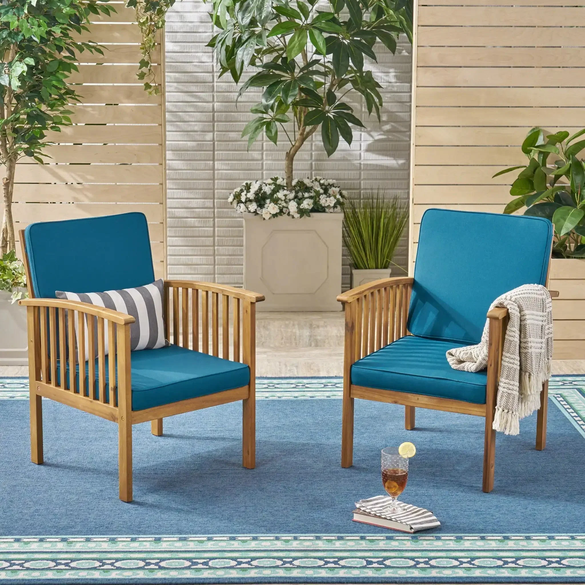 Casa - Acacia Club Chair Coastal Classic Outdoor Seating, Waterproof Fabric - Image 3