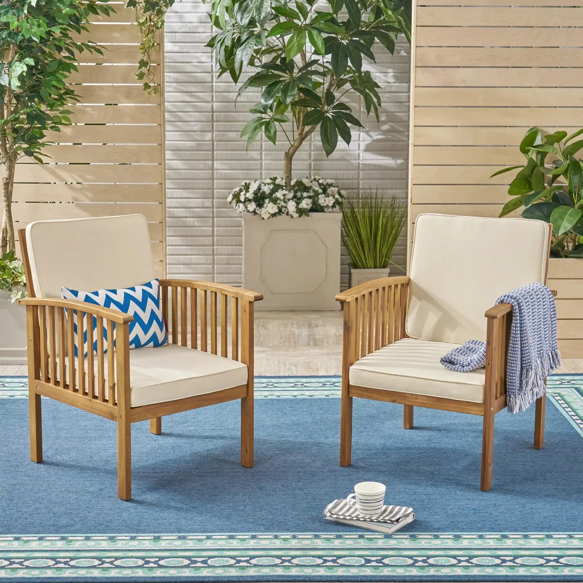Casa - Acacia Club Chair Coastal Classic Outdoor Seating, Waterproof Fabric - Image 4