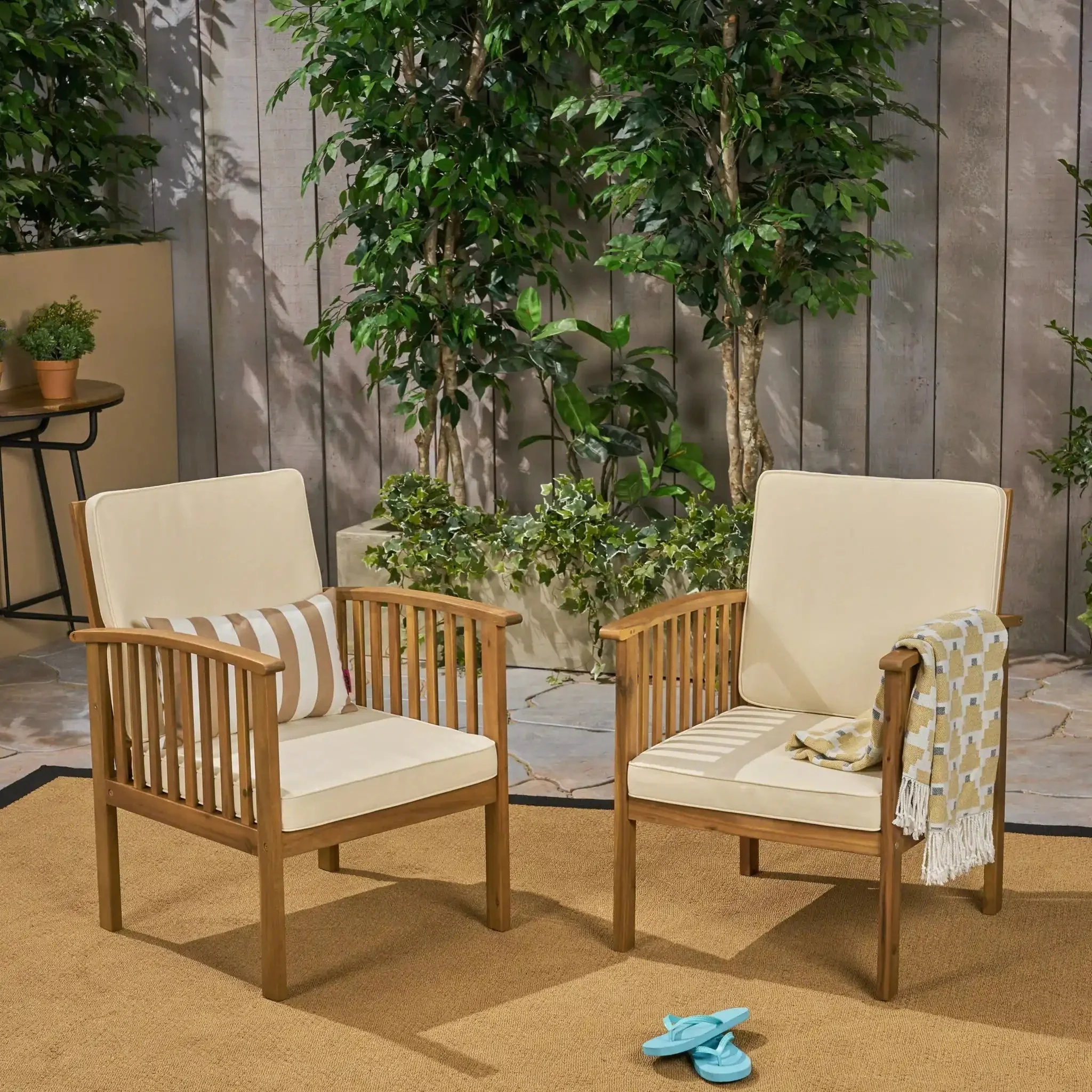 Casa - Acacia Club Chair Coastal Classic Outdoor Seating, Waterproof Fabric - Image 8