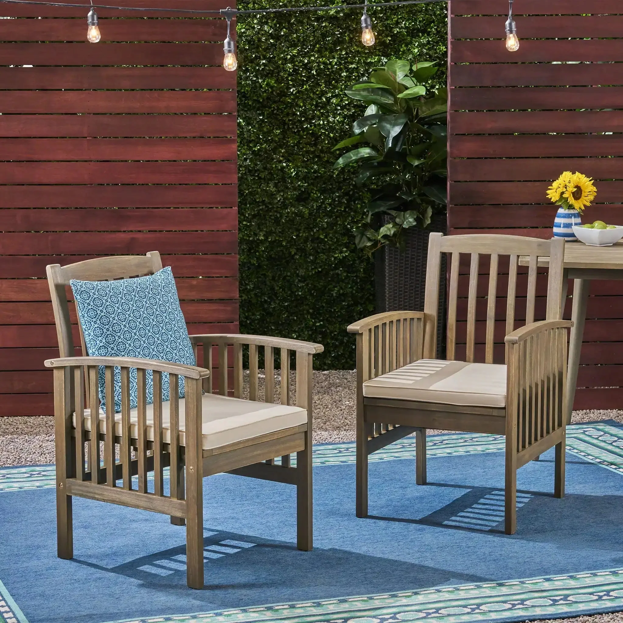 Casa - Acacia Dining Chair Set With Cushions, - Image 10