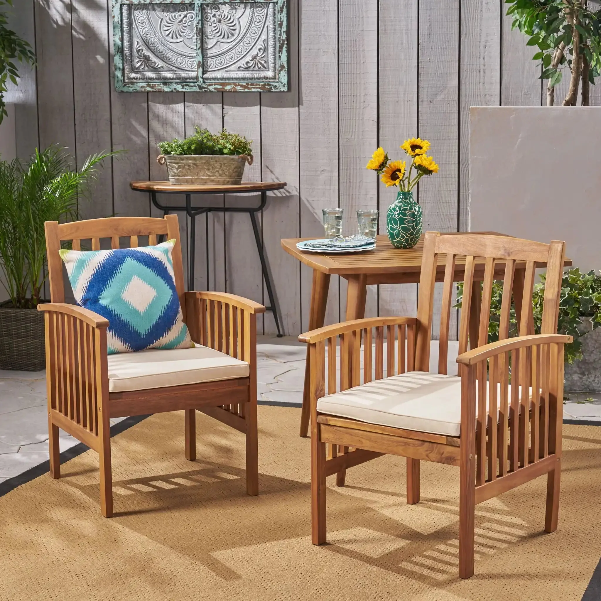 Casa - Acacia Dining Chair Set With Cushions, - Image 4