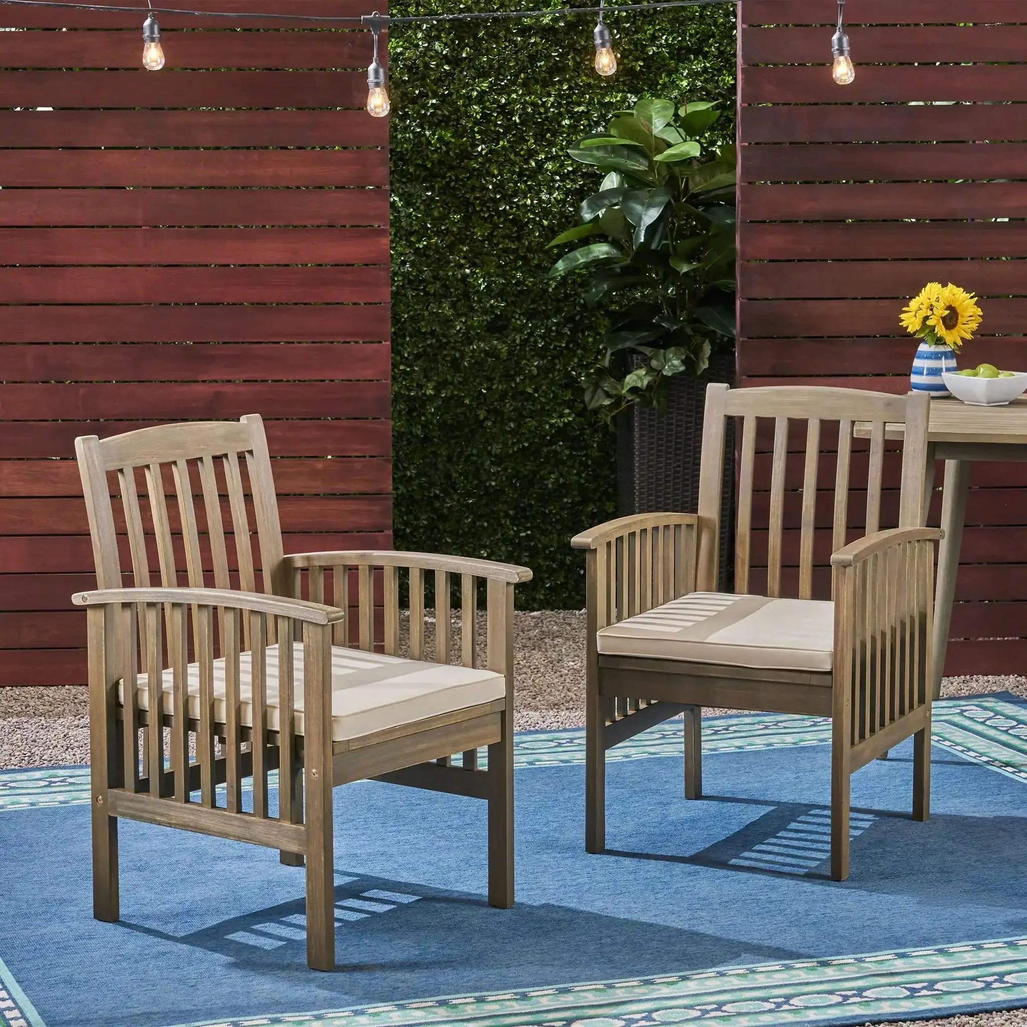 Casa - Acacia Dining Chair Set With Cushions, - Image 5