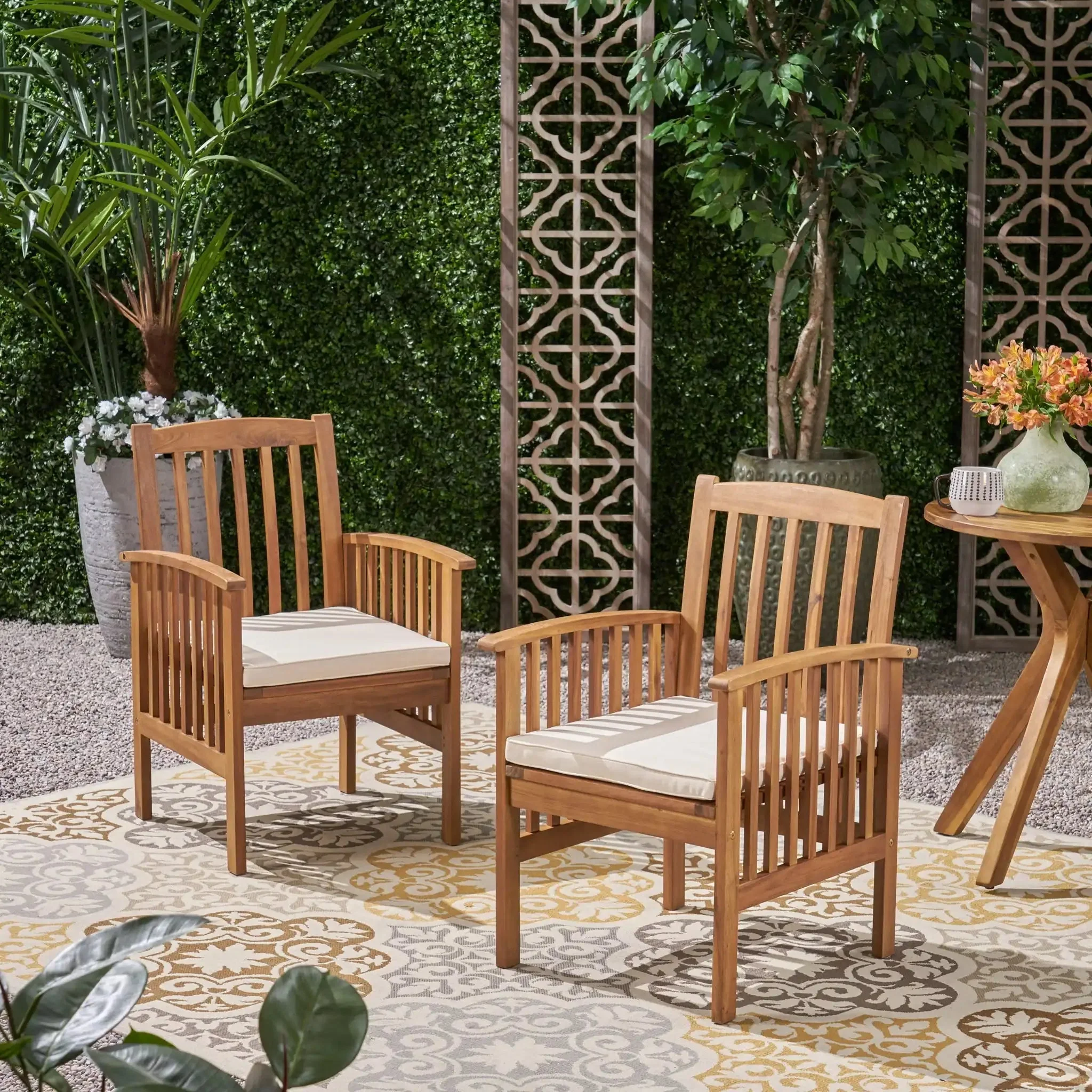 Casa - Acacia Dining Chair Set With Cushions, - Image 6