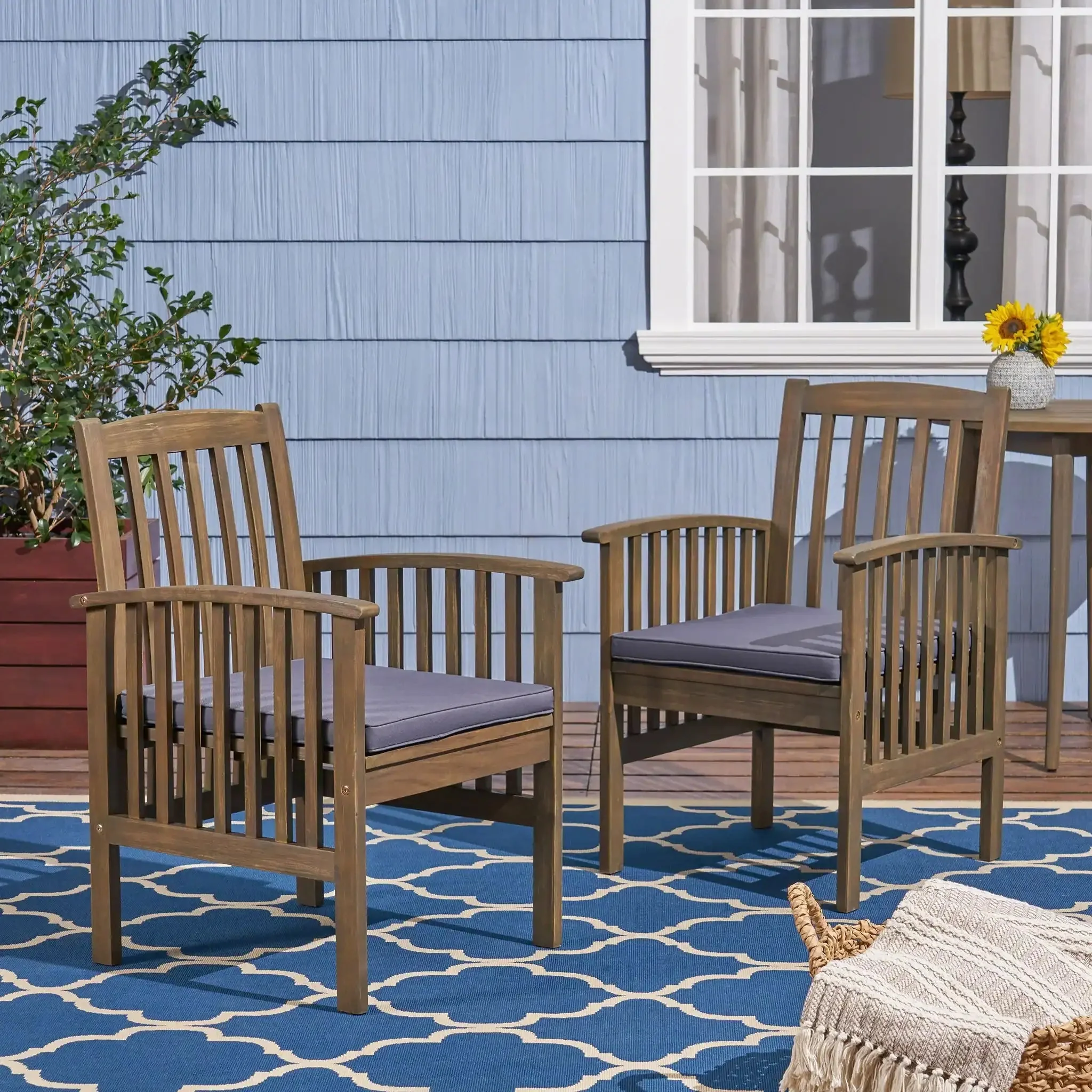 Casa - Acacia Dining Chair Set With Cushions, - Image 7