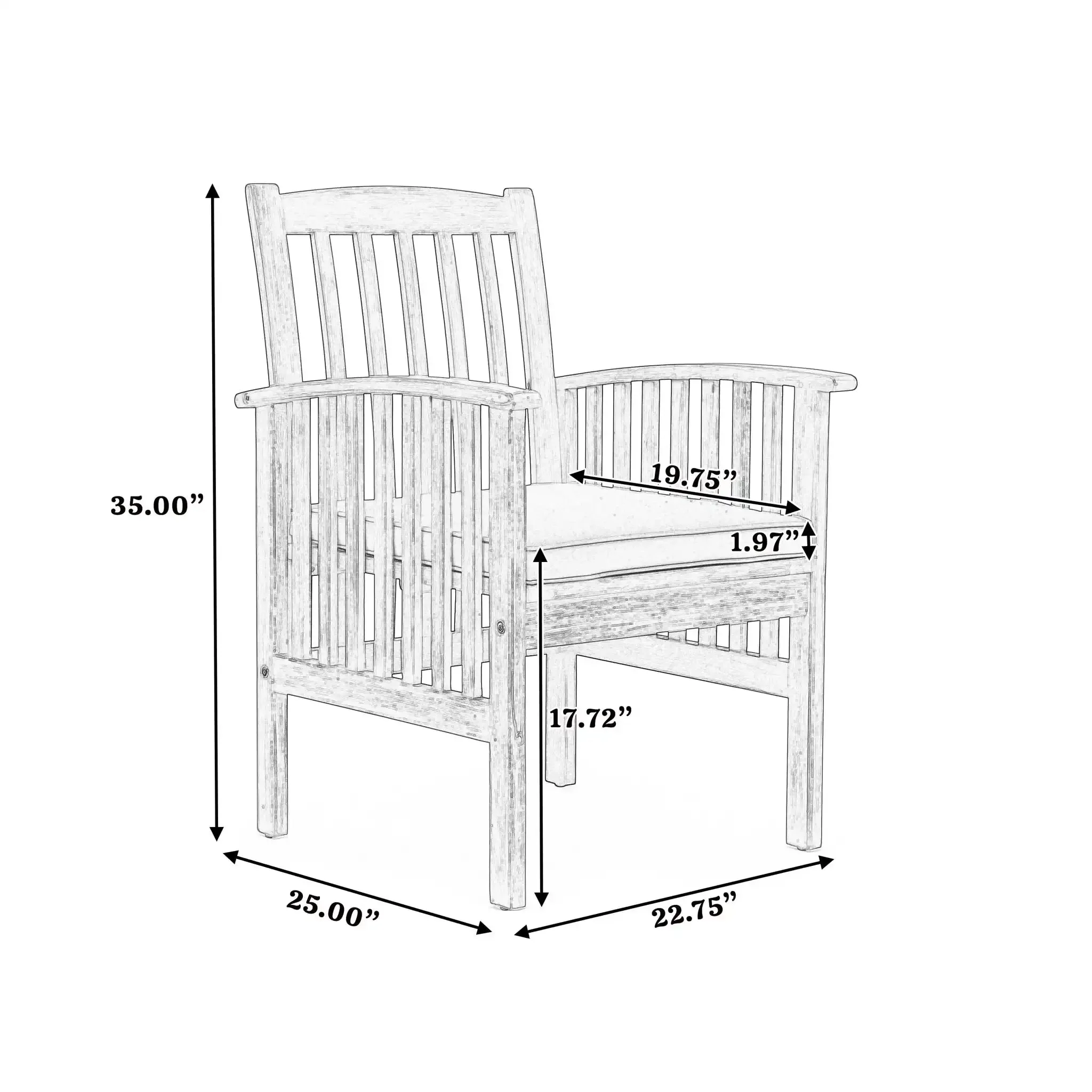 Casa - Acacia Dining Chair Set With Cushions, - Image 9