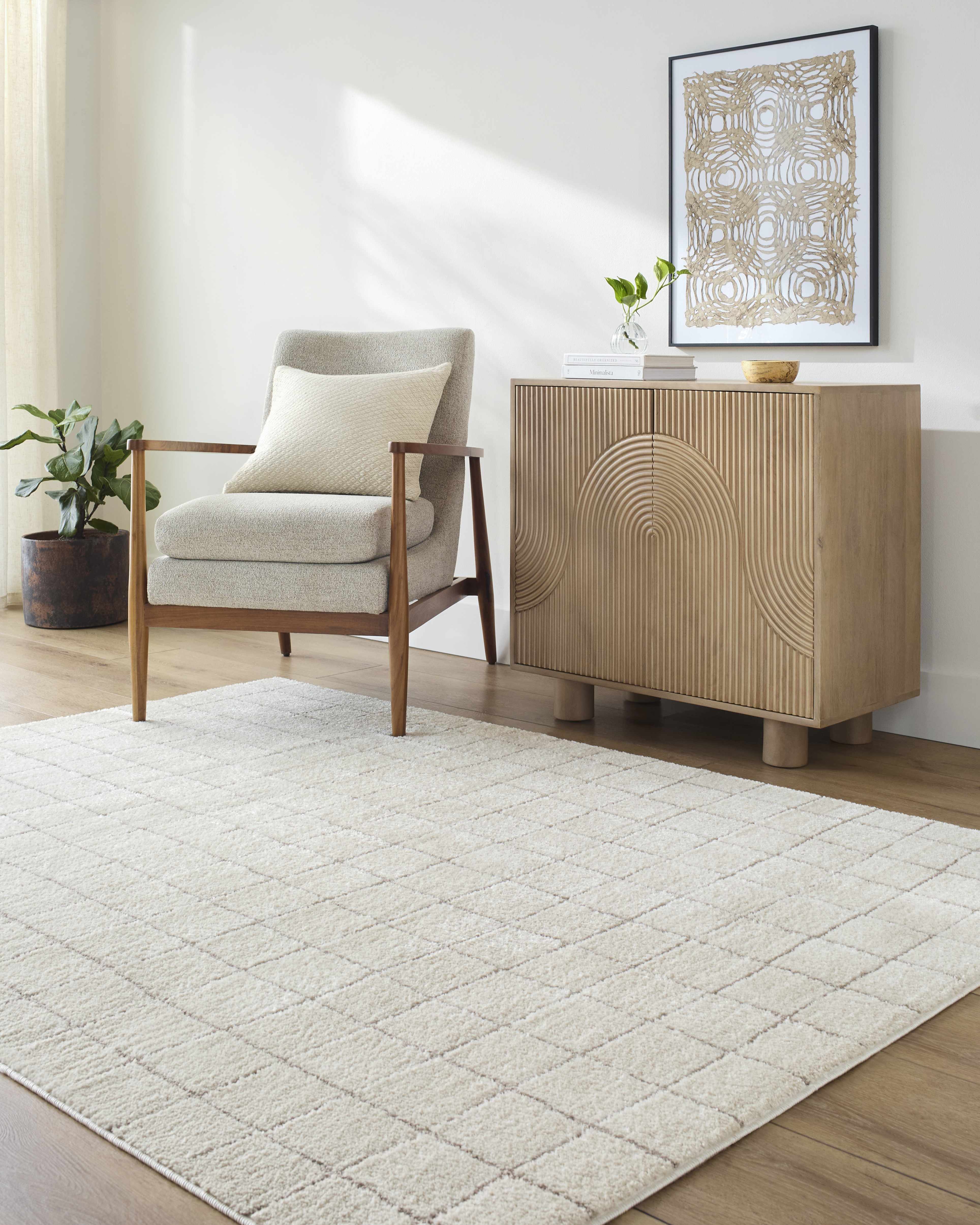 Cascade Checkered Ivory Area Rug - Image 2
