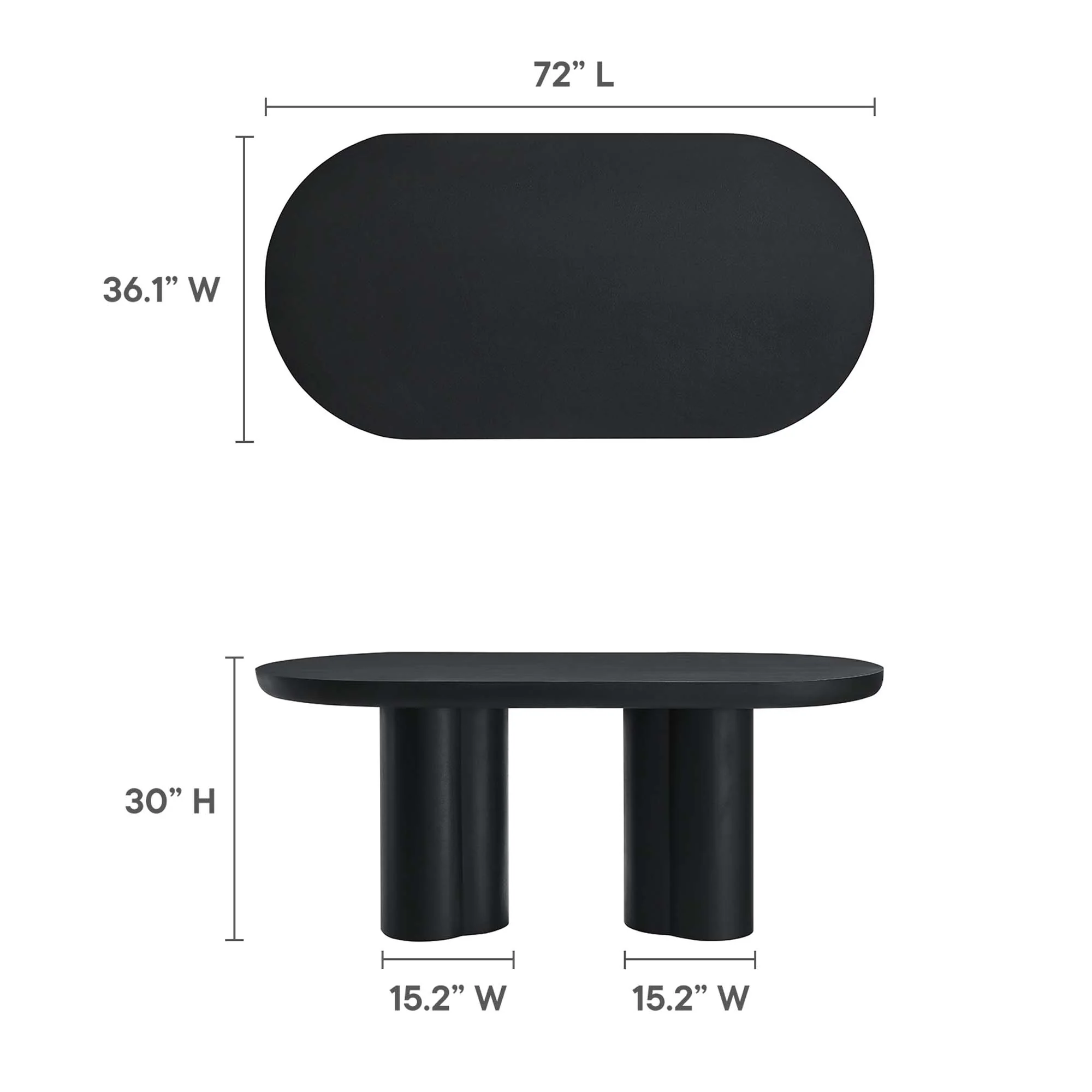 Caspian 72" Oval Concrete Dining Table by Modway - Image 12