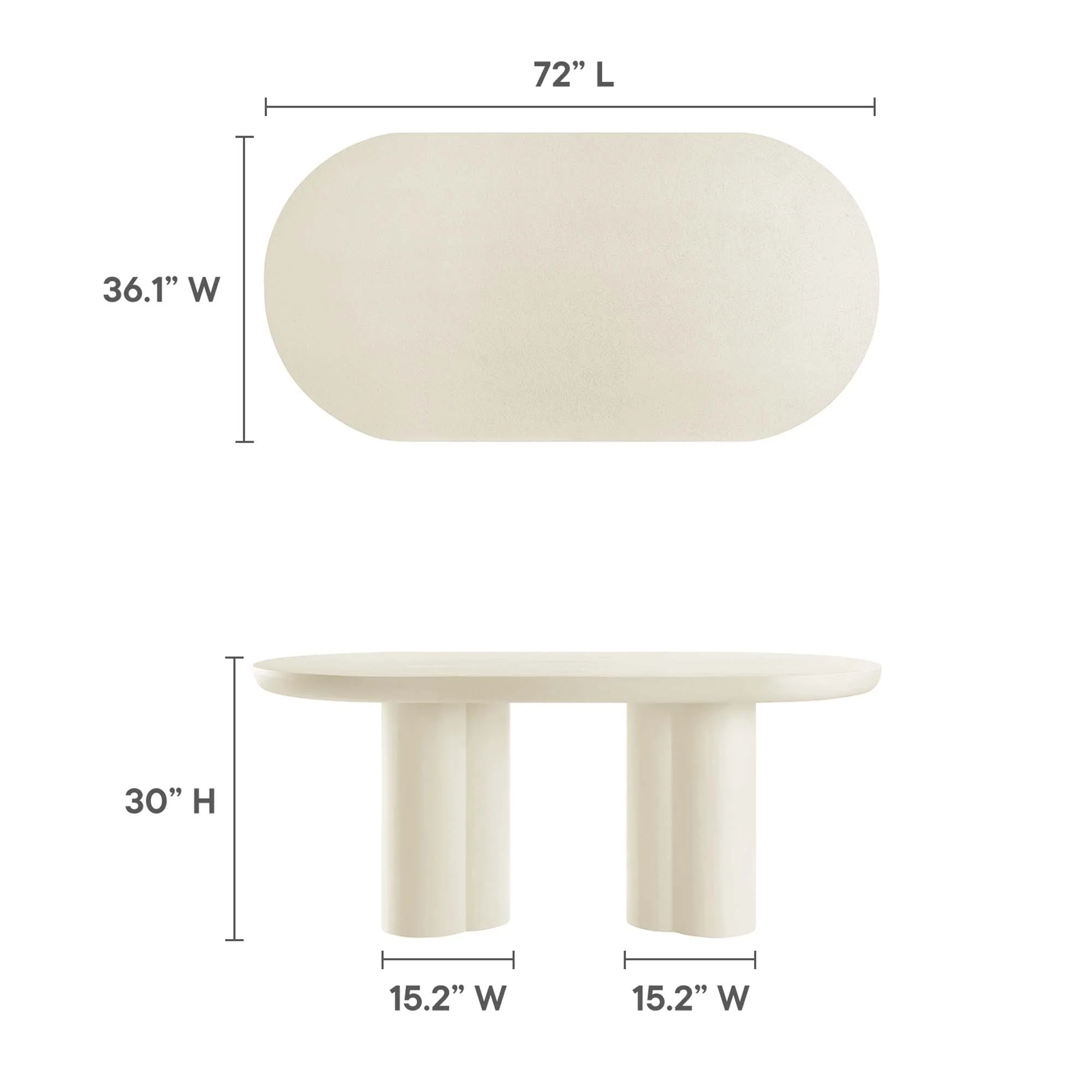 Caspian 72" Oval Concrete Dining Table by Modway - Image 3
