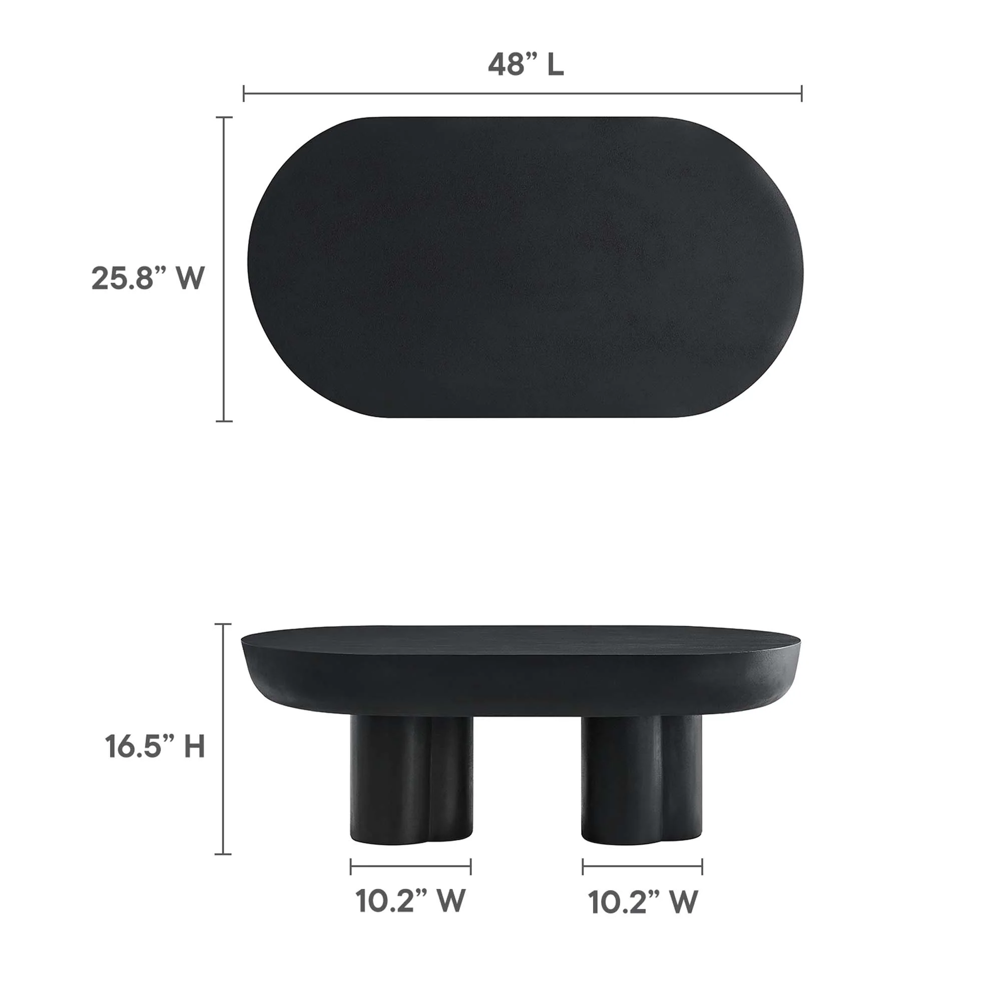 Caspian Oval Concrete Coffee Table by Modway - Image 12