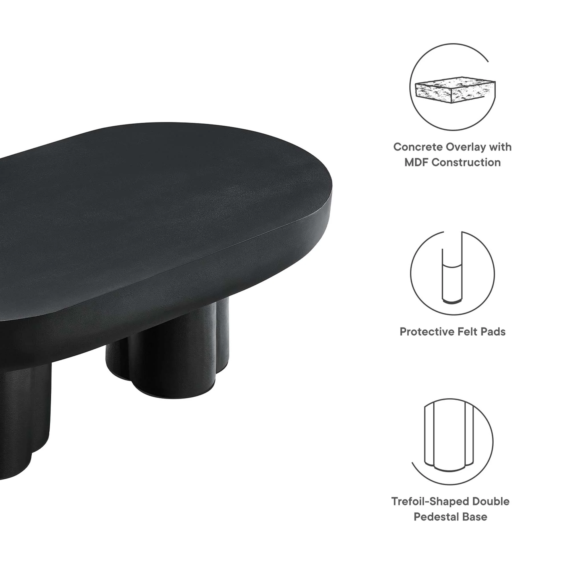 Caspian Oval Concrete Coffee Table by Modway - Image 13