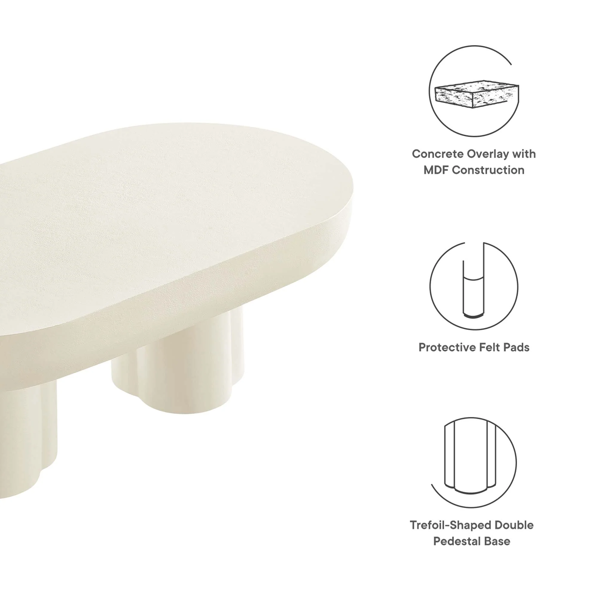Caspian Oval Concrete Coffee Table by Modway - Image 2