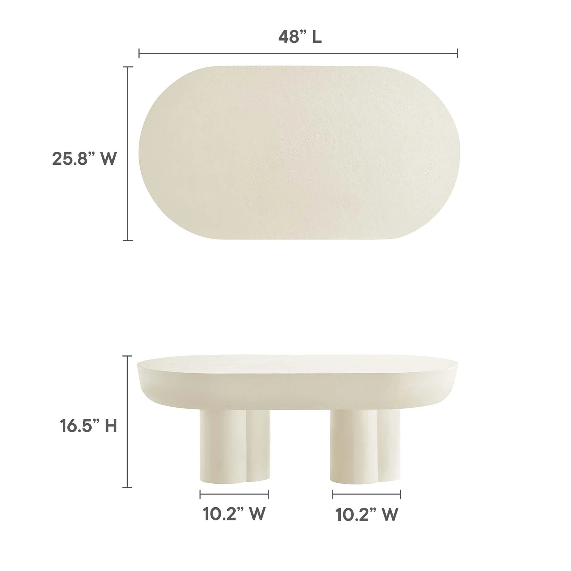 Caspian Oval Concrete Coffee Table by Modway - Image 3