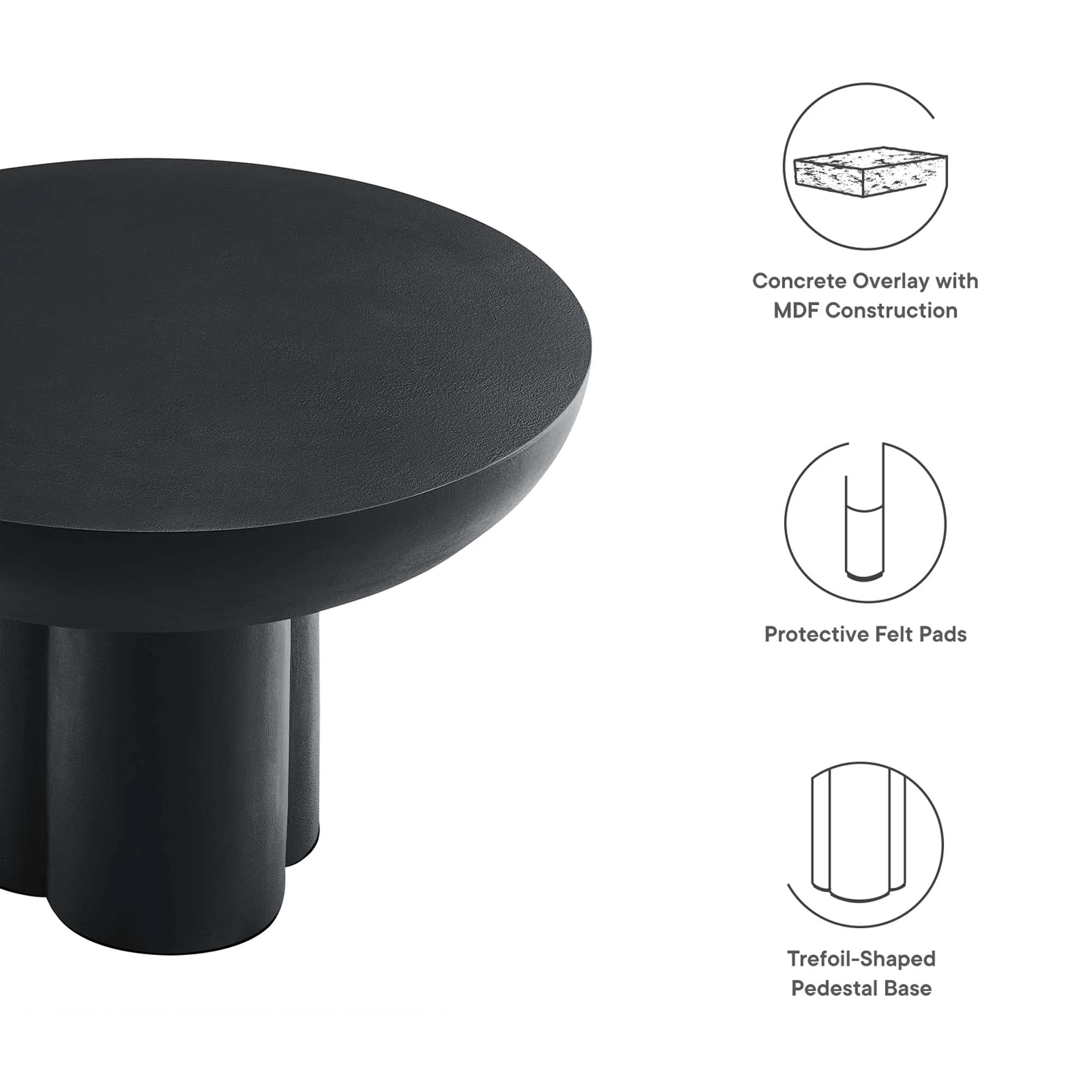 Caspian Round Concrete Coffee Table by Modway - Image 13