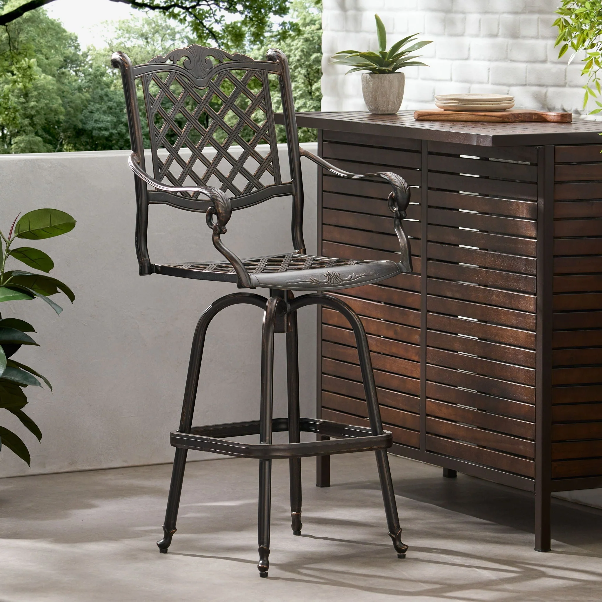 Cast Aluminum Bar Stool - Copper - Image 4