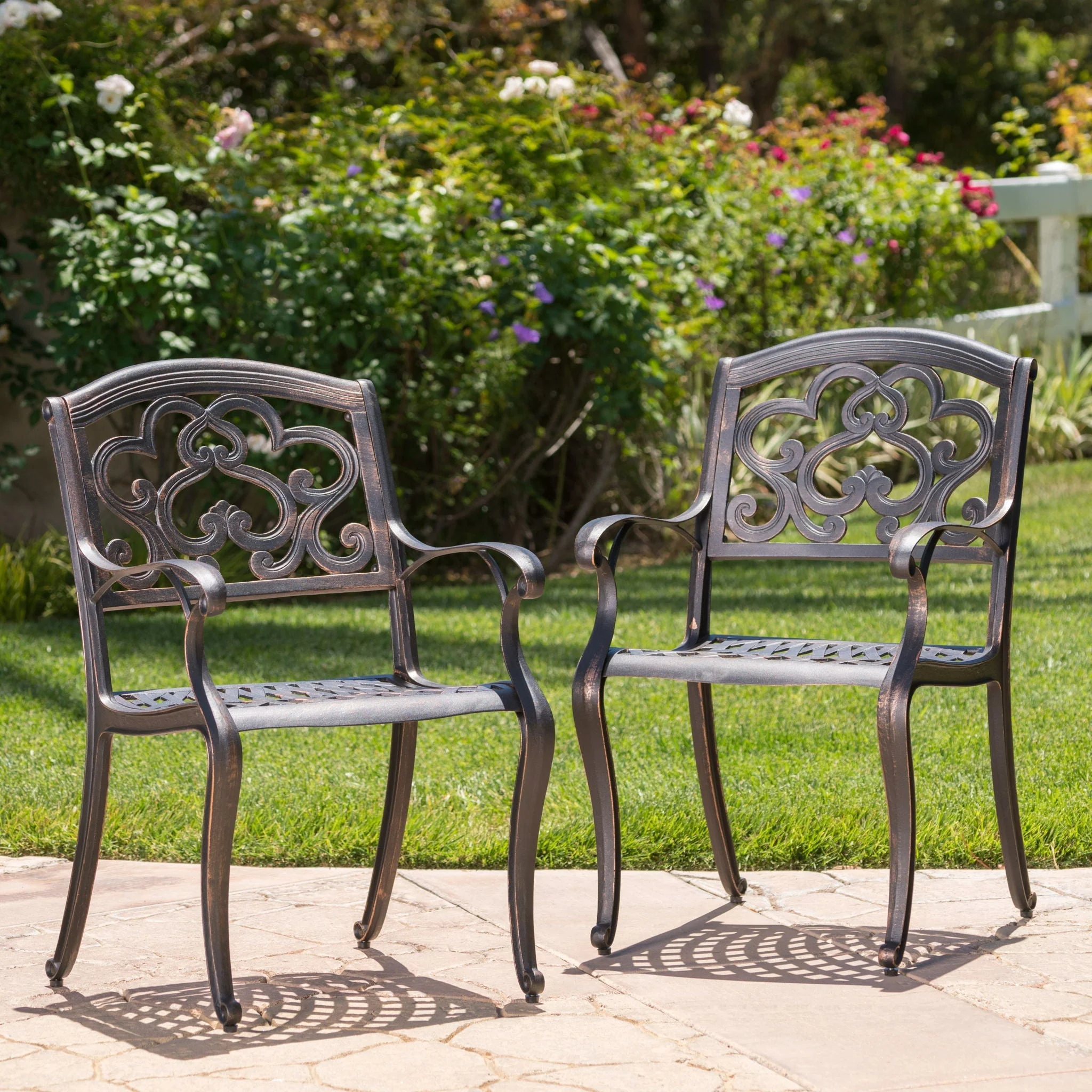 Cast Aluminum Dining Chair With Handcrafted Details - Copper - Image 3