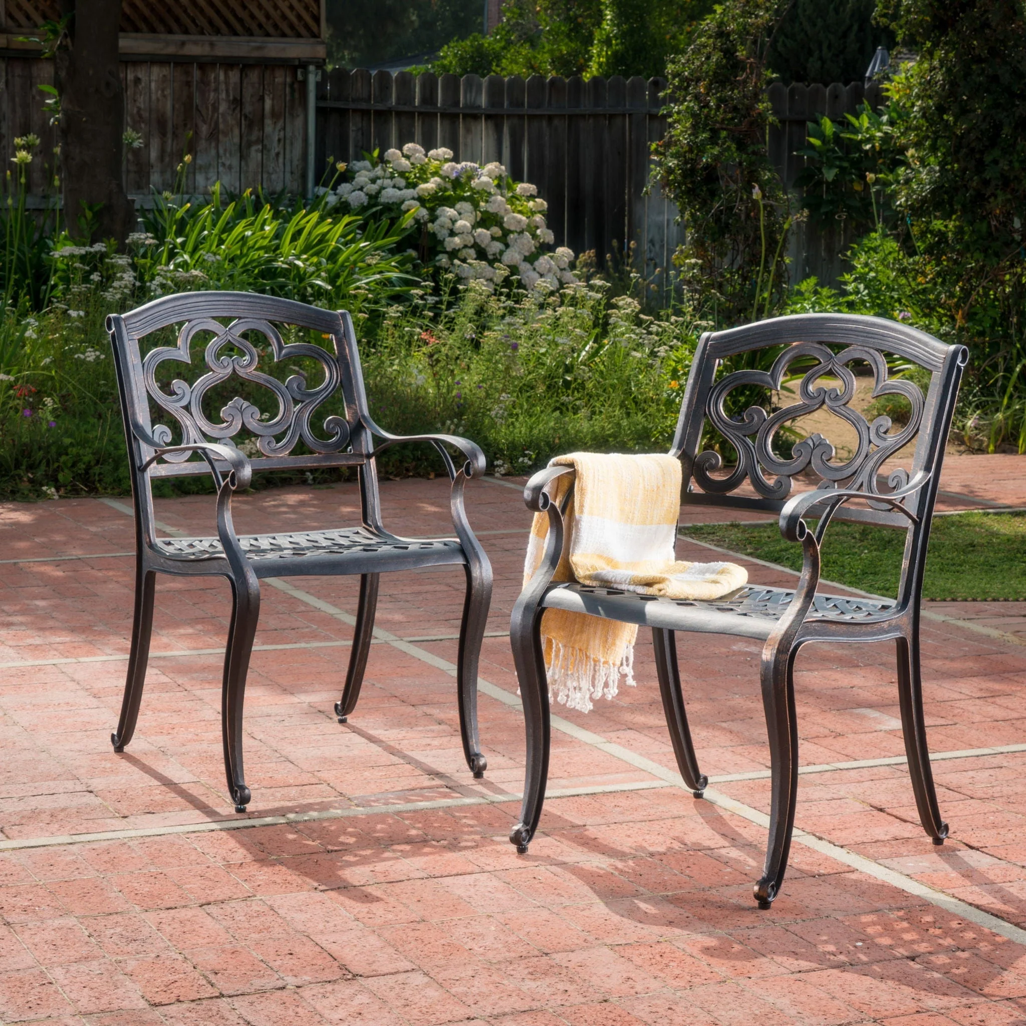 Cast Aluminum Dining Chair With Handcrafted Details - Copper - Image 4