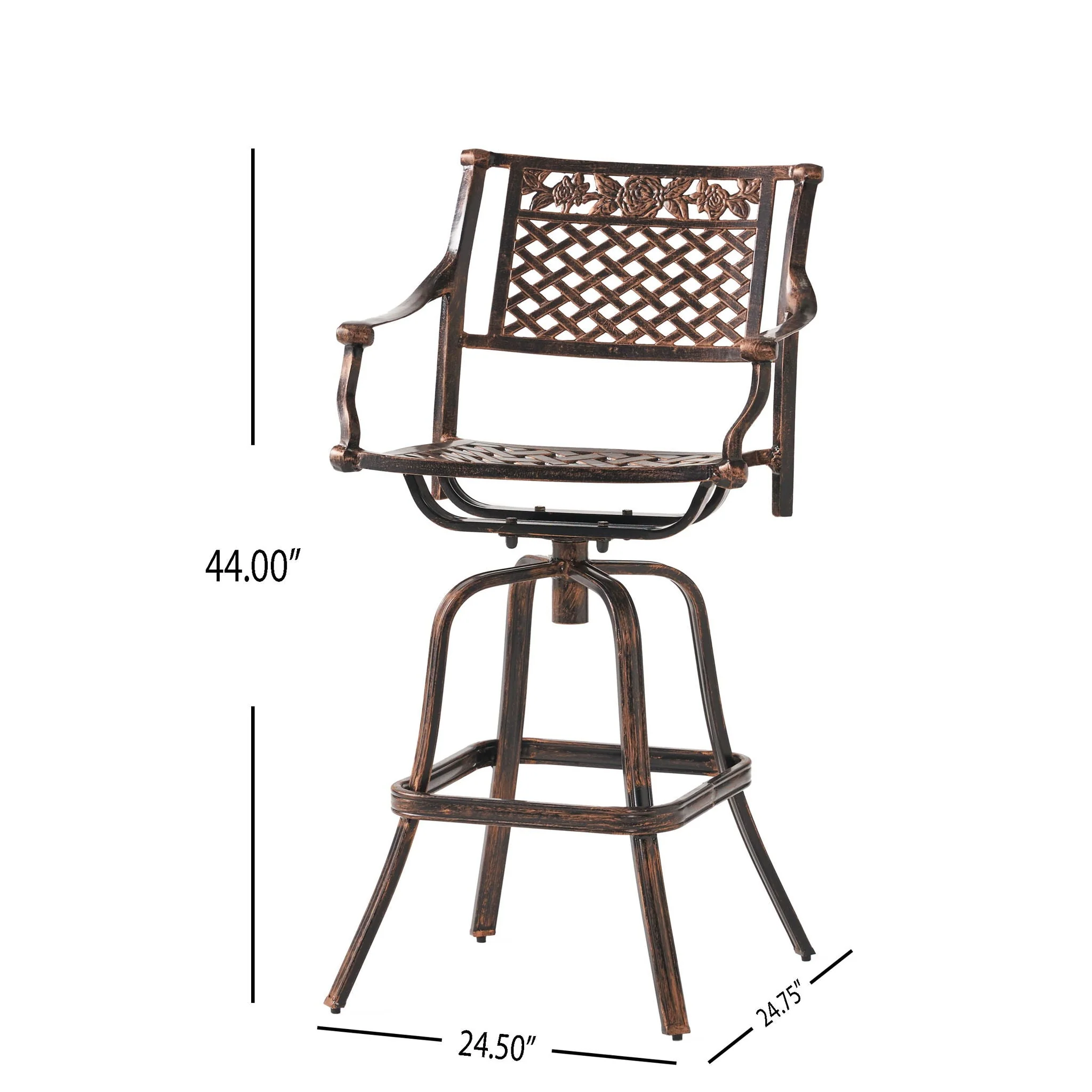 Cast Aluminum Swivel Bar Stool With Footrest - Copper - Image 4