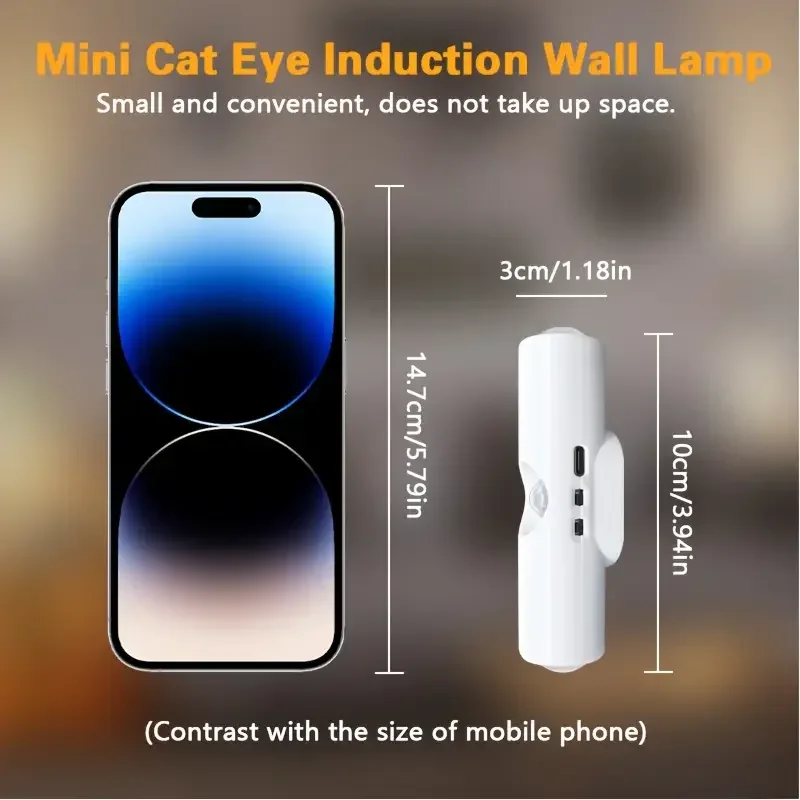 Cat Eye LED Wall Lamp – 2/4PCS Motion Sensor USB Rechargeable Night Light - Image 6