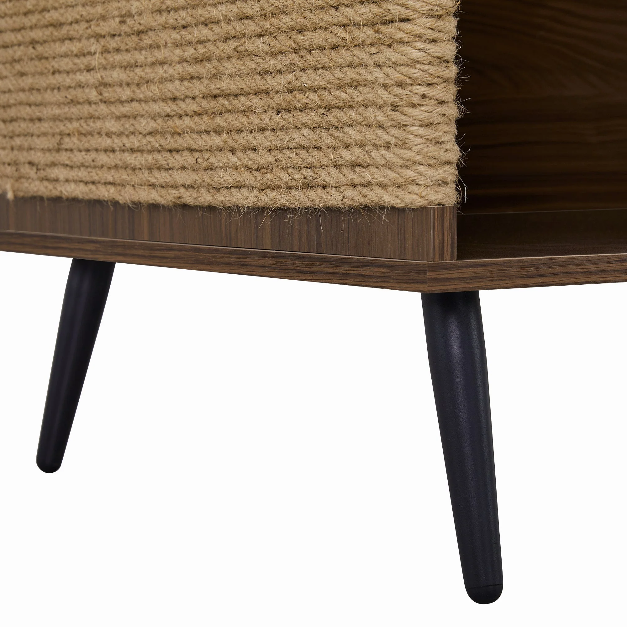 Cat Furniture 2 IN 1 Modern Walnut Cabinet Side Table With Spring-Loaded Door - Image 10