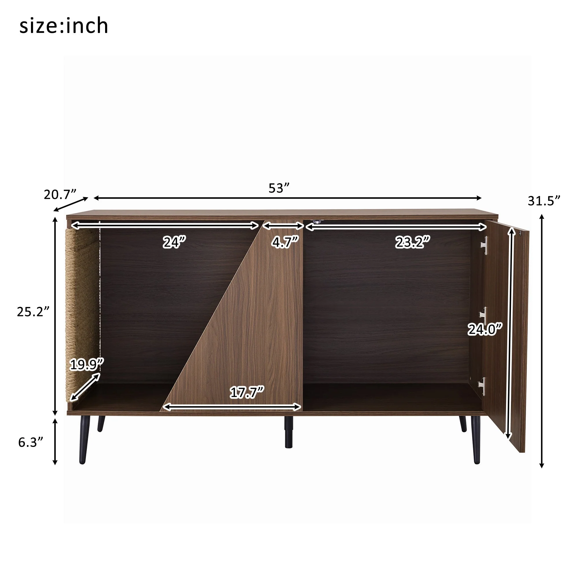 Cat Furniture 2 IN 1 Modern Walnut Cabinet Side Table With Spring-Loaded Door - Image 3