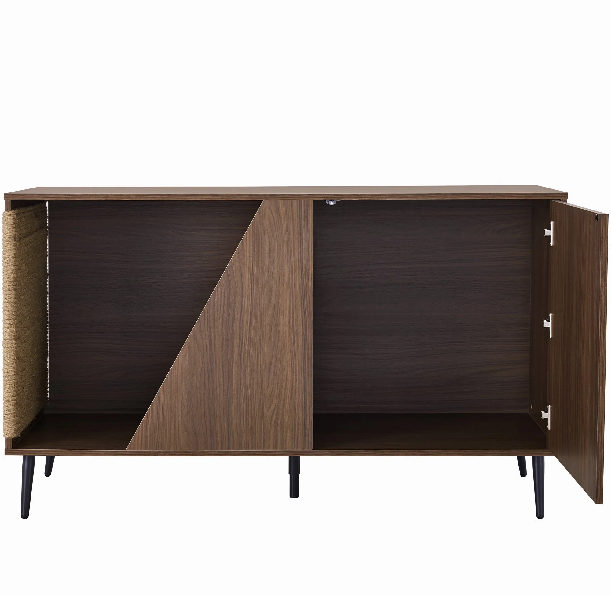 Cat Furniture 2 IN 1 Modern Walnut Cabinet Side Table With Spring-Loaded Door - Image 6
