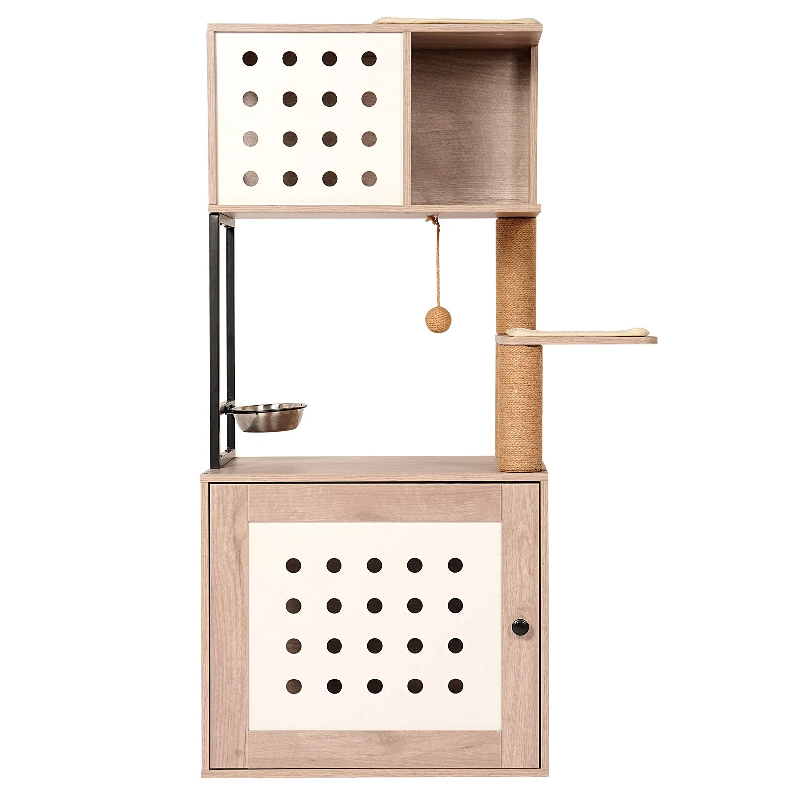 Cat Tree with Litter Box Enclosure and Large Hammock - Image 9