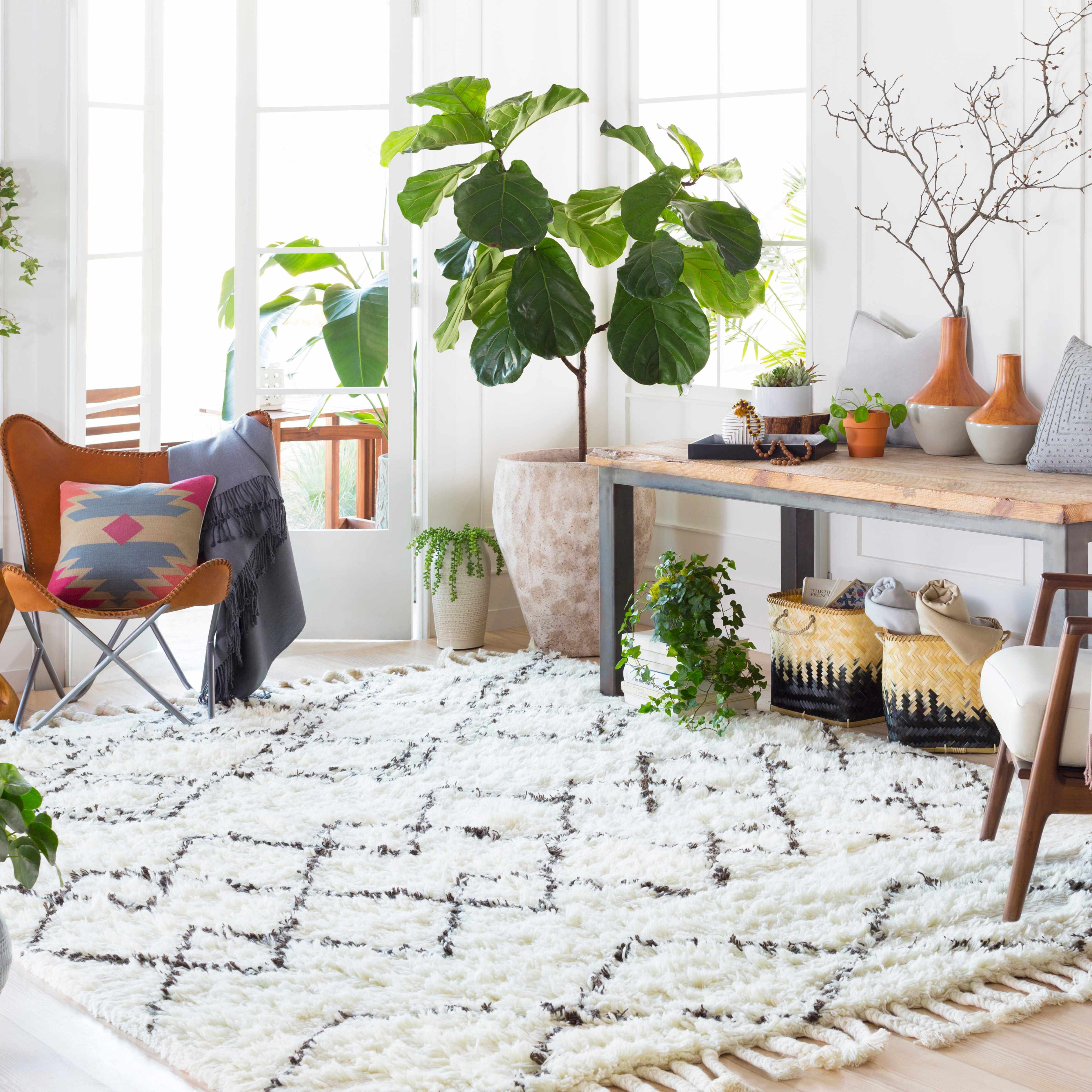 Catoosa White/Black Trellis Wool Rug - Clearance - Image 2