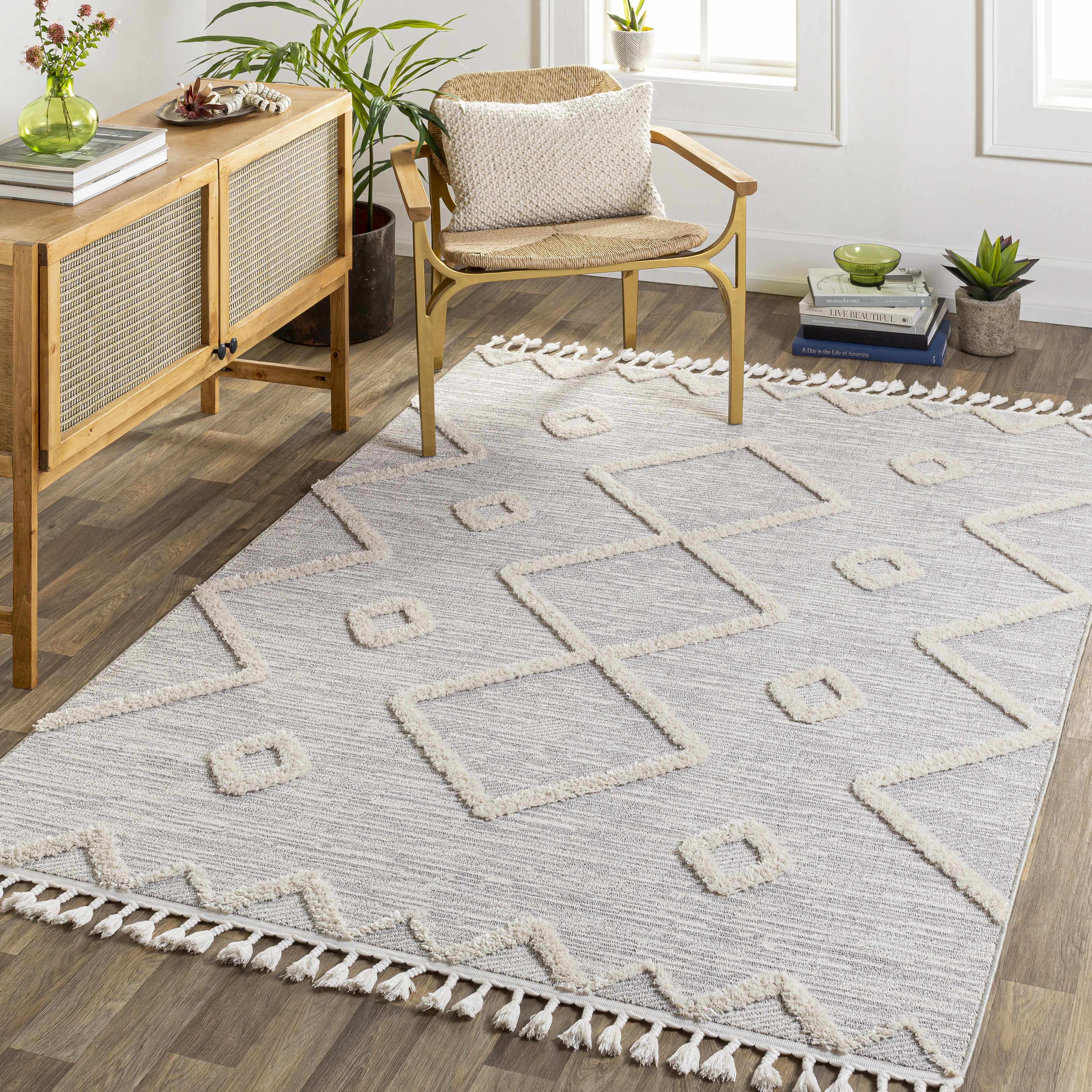 Cauldwell High/Low Pile Rug with Tassels - Clearance - Image 6