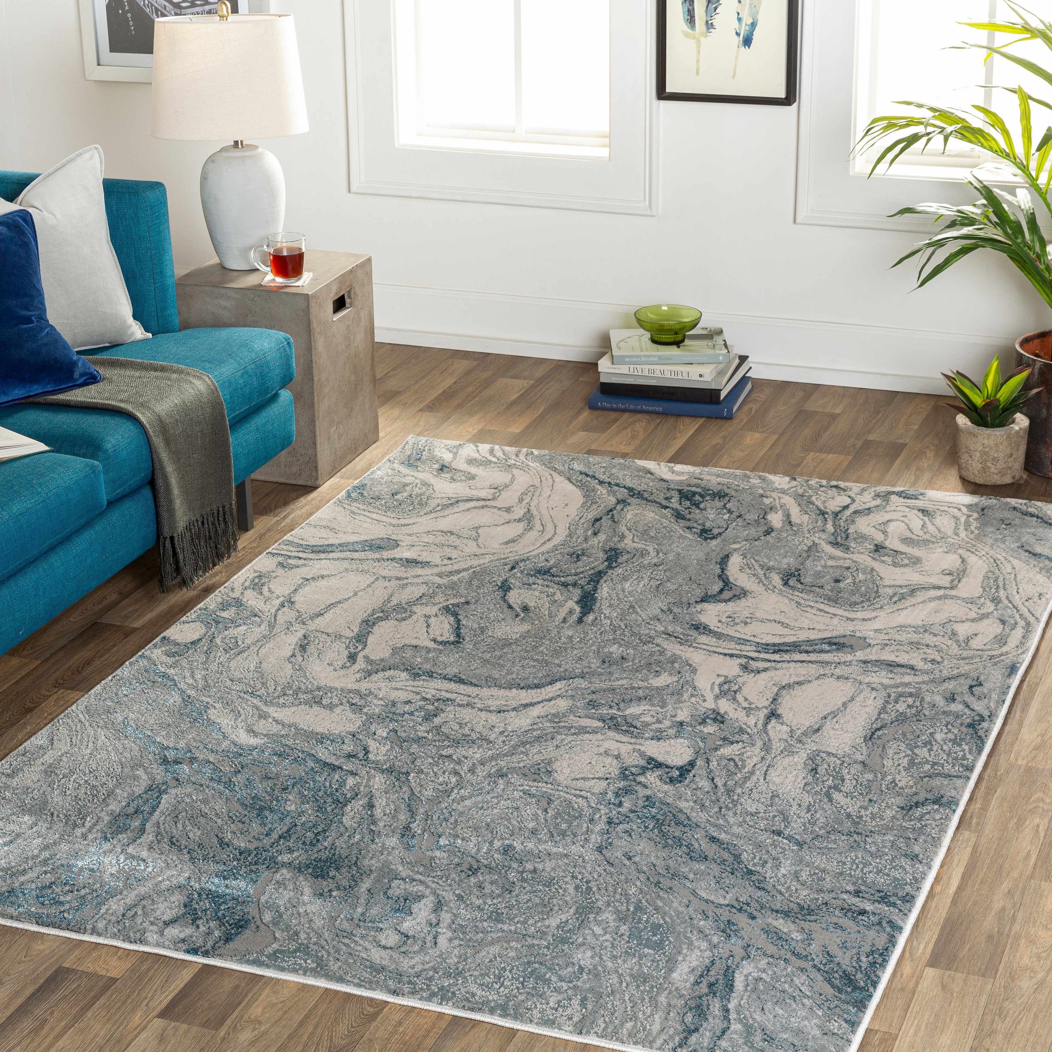 Cave Blue Marble Rug - Clearance - Image 2