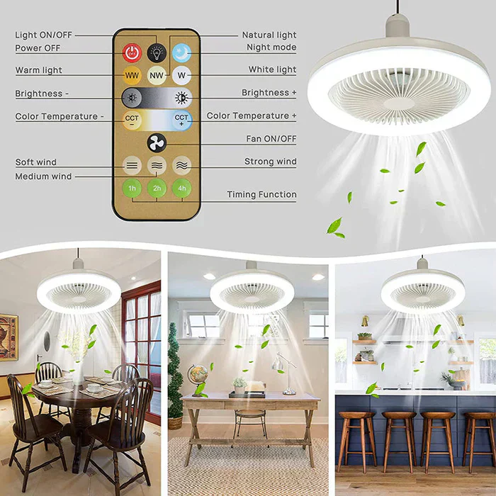 Ceiling Fan with Light E26 Socket 2100 Lumens Remote Control - Image 2