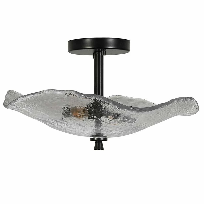 Ceiling Light Fixtures Flush Mount Indoor Outdoor Ceiling Light with Water Ripple Glass Shade for Hallway Kitchen Bedroom Porch Living Room(Black) - Image 10