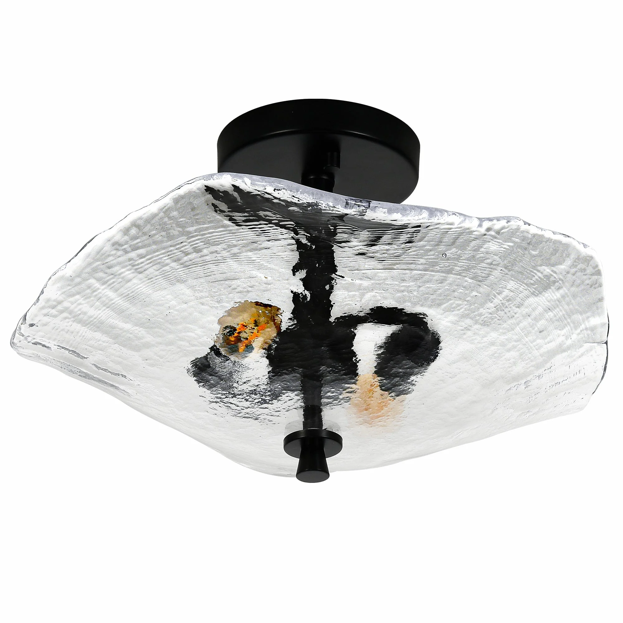 Ceiling Light Fixtures Flush Mount Indoor Outdoor Ceiling Light with Water Ripple Glass Shade for Hallway Kitchen Bedroom Porch Living Room(Black) - Image 9