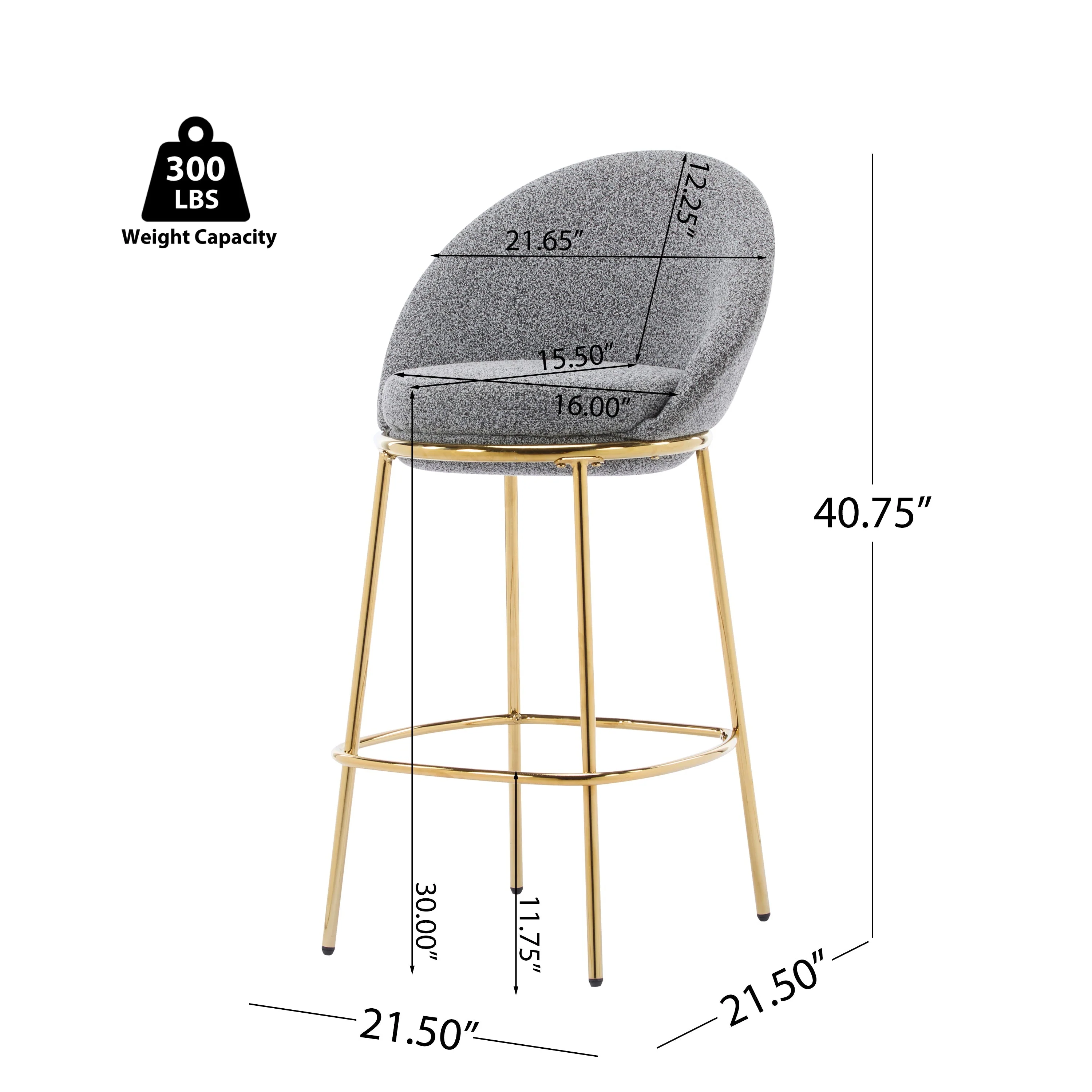 Celano Indoor Metal Upholstered Barstool Set of 2 - Image 3