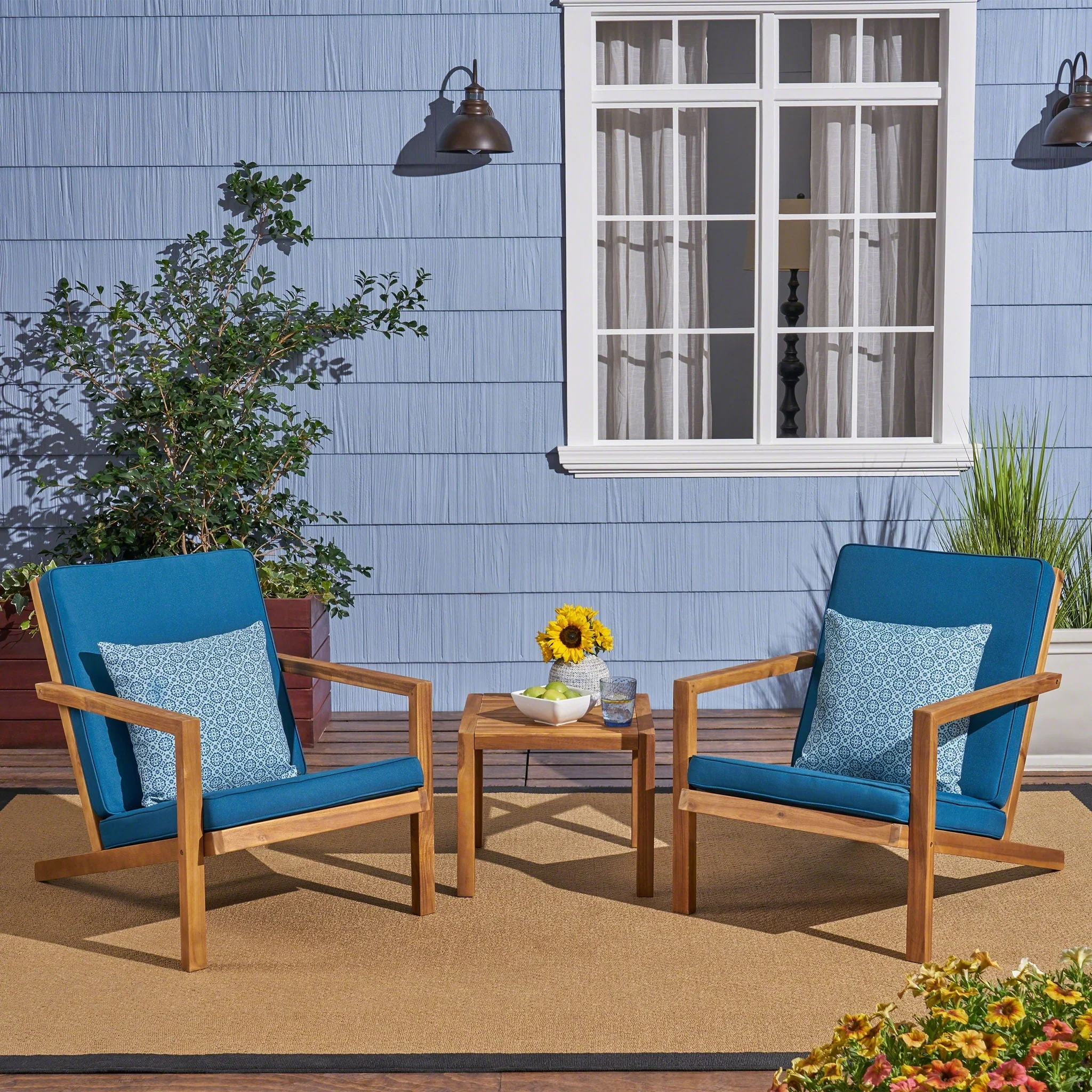 Celestaria - 3 Piece Outdoor Chat Set With Adirondack Chairs, Cushions And Side Table - Image 6