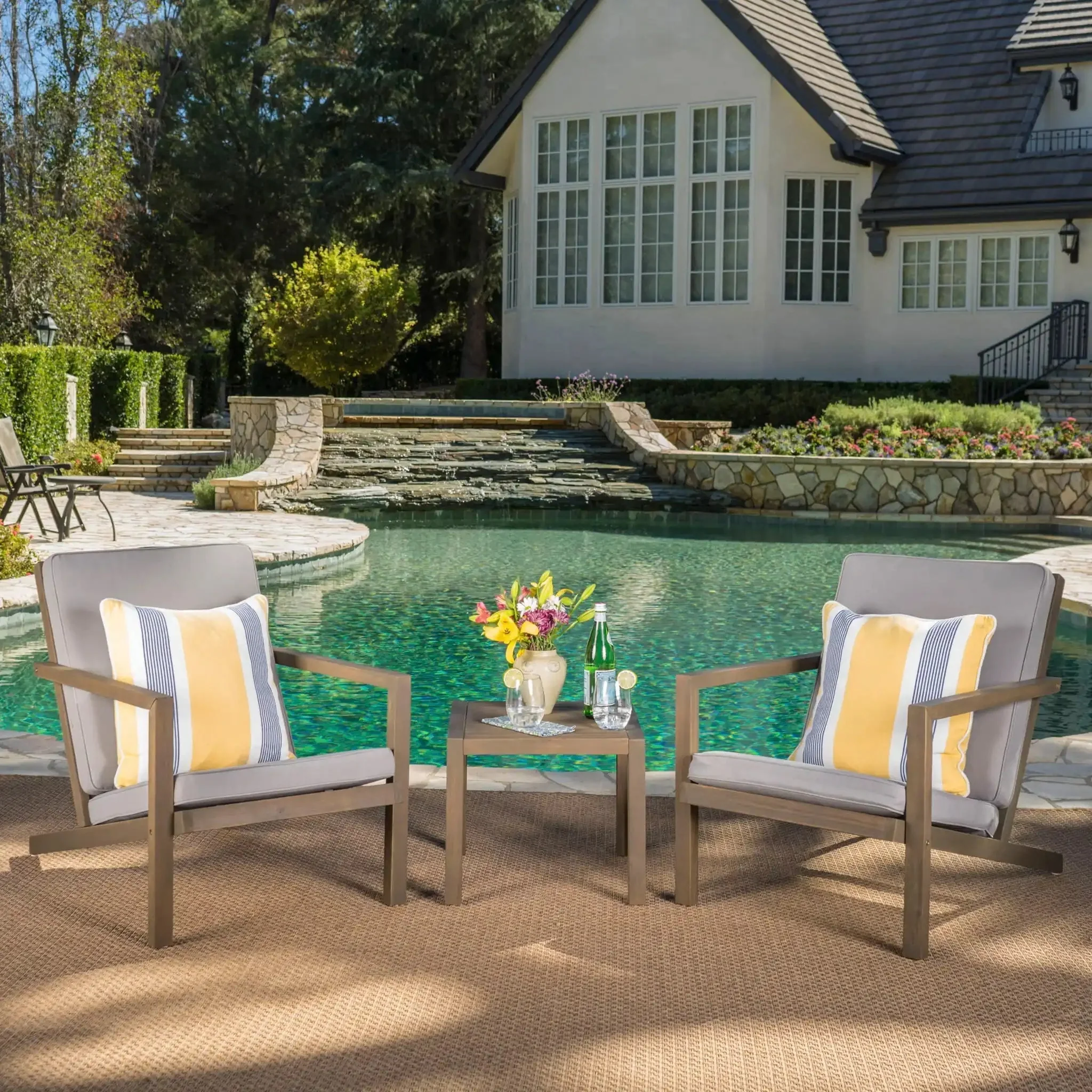 Celestaria - 3 Piece Outdoor Chat Set With Adirondack Chairs, Cushions And Side Table - Image 8