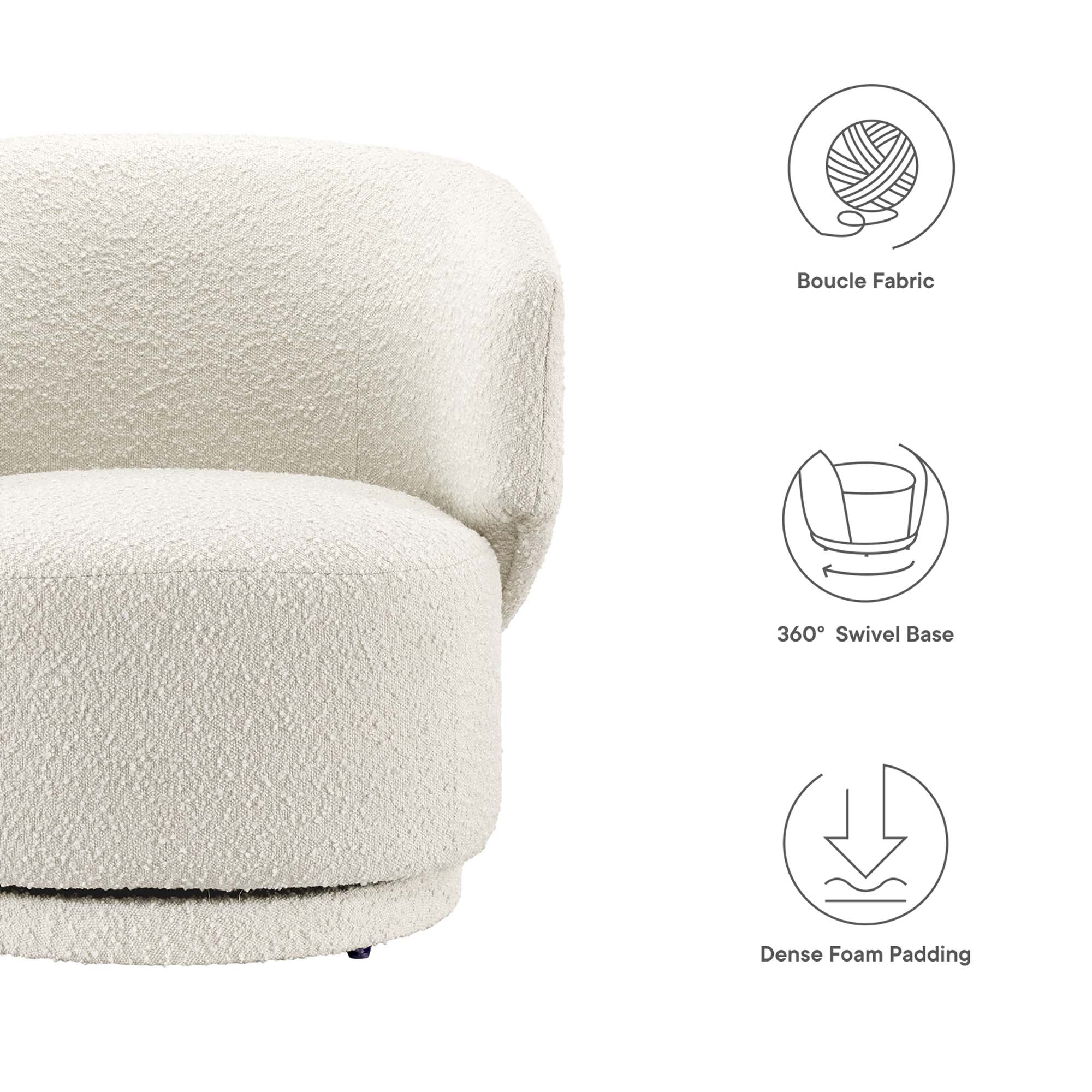 Celestia Boucle Fabric Swivel Chair by Modway - Image 18
