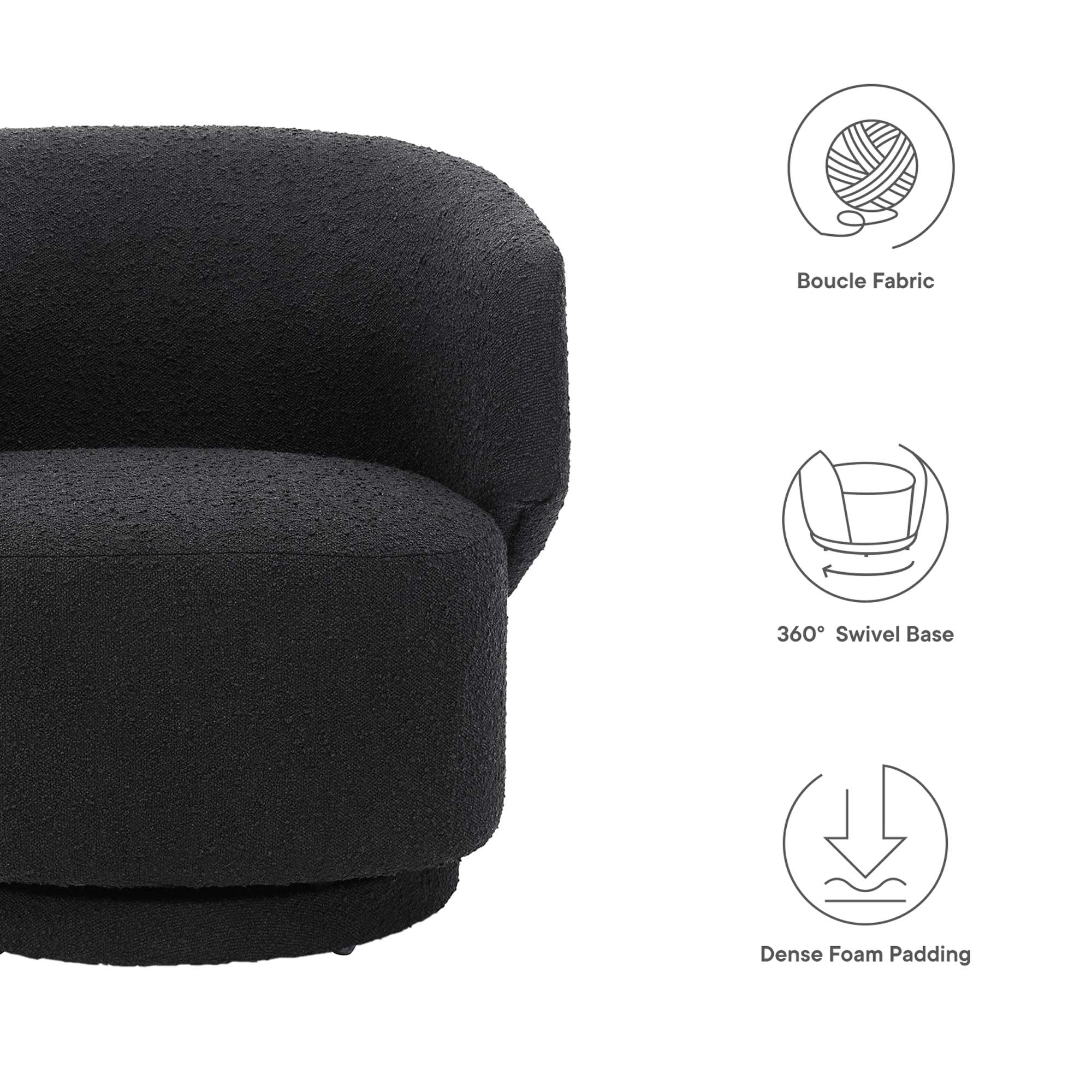 Celestia Boucle Fabric Swivel Chair by Modway - Image 19