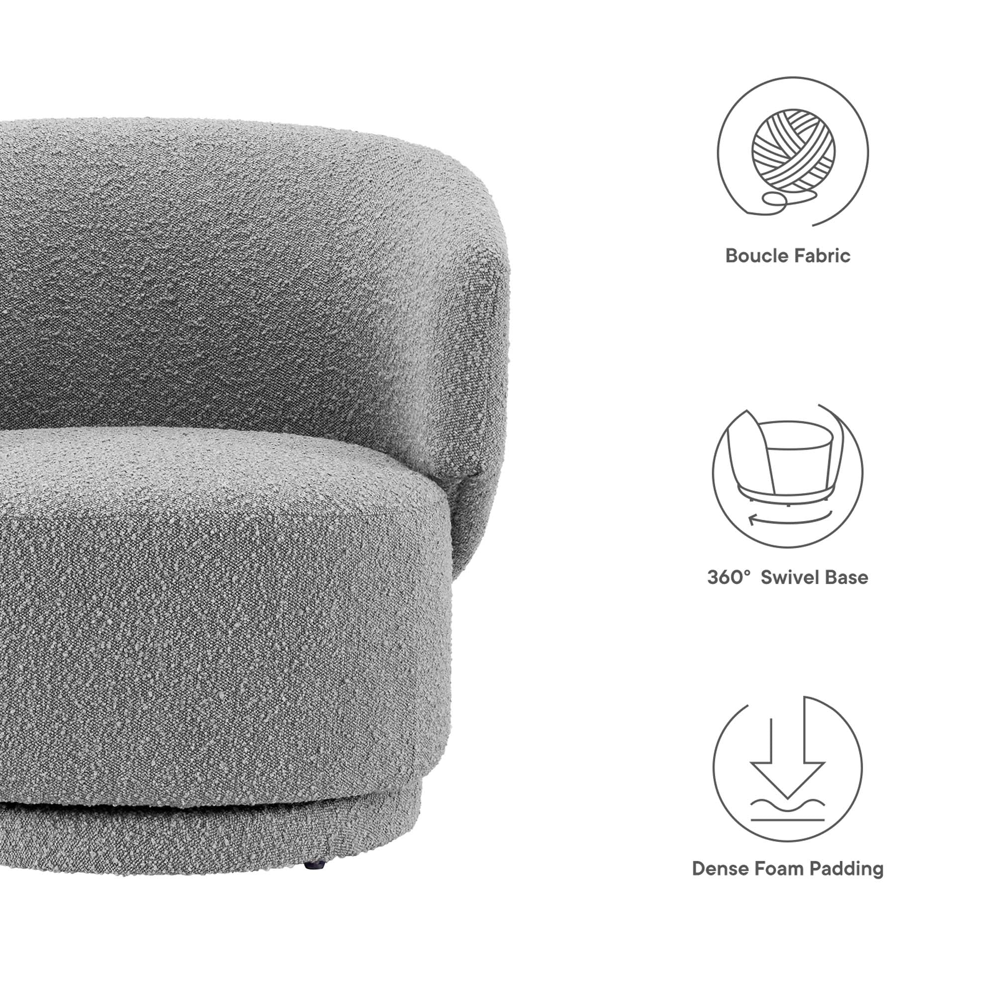 Celestia Boucle Fabric Swivel Chair by Modway - Image 2