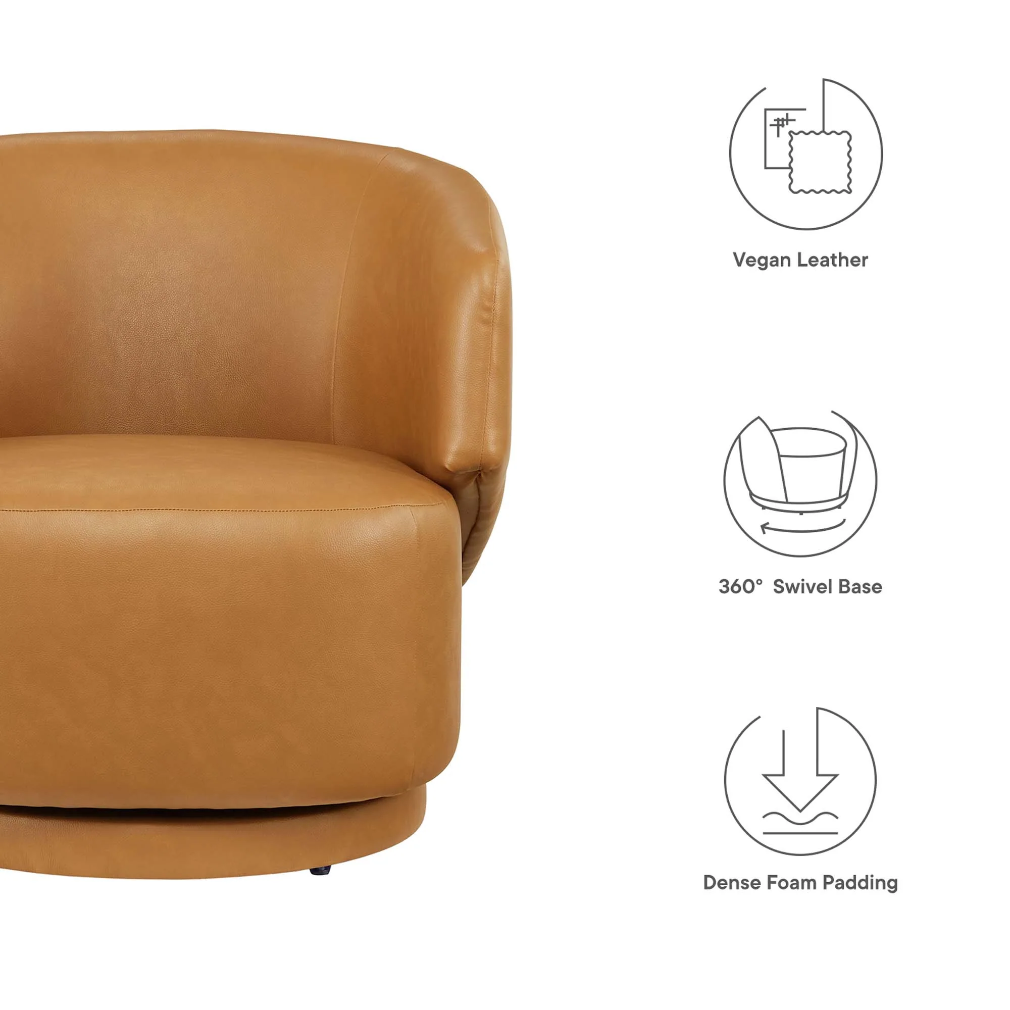 Celestia Vegan Leather Fabric and Wood Swivel Chair by Modway - Image 2