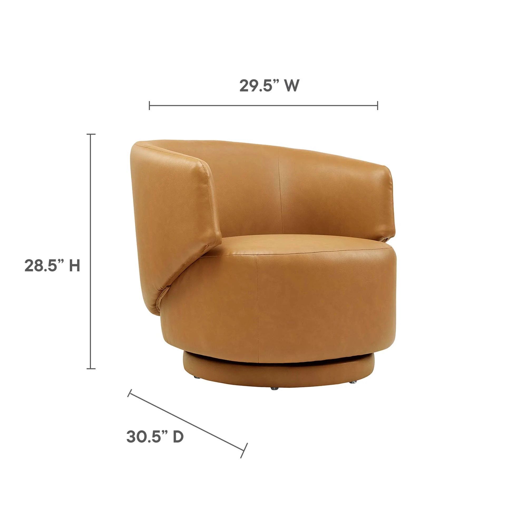 Celestia Vegan Leather Fabric and Wood Swivel Chair by Modway - Image 3