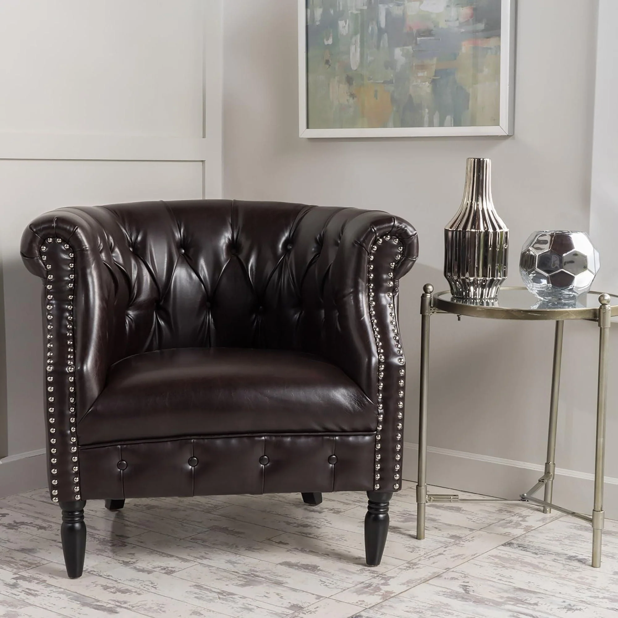 Celestialis - Upholstered Club Chair With Tub Design And Rolled Recessed Armrests - Image 22