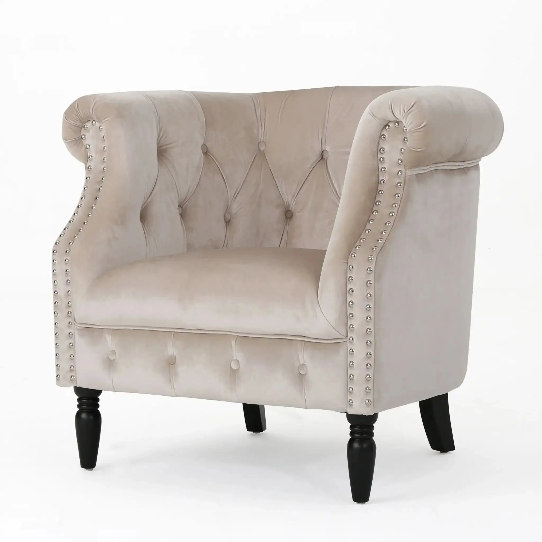 Celestialis - Upholstered Club Chair With Tub Design And Rolled Recessed Armrests - Image 3