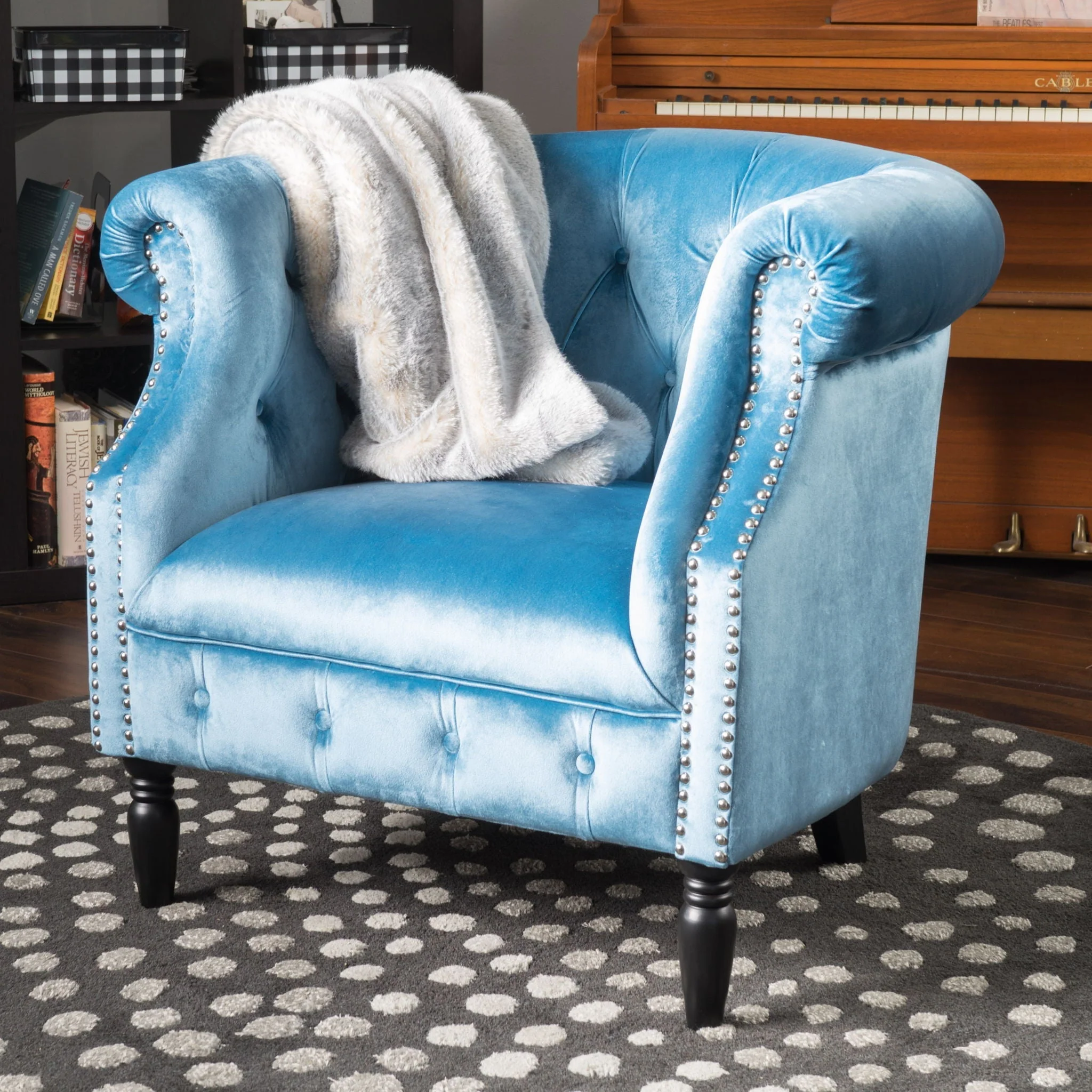 Celestialis - Upholstered Club Chair With Tub Design And Rolled Recessed Armrests - Image 9