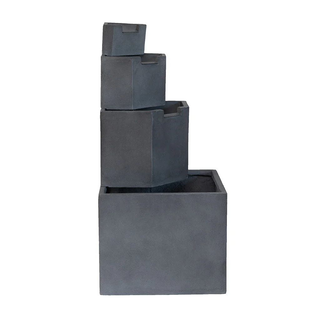 Cement 4 Tier Block Water Fountain Outdoor - Gray - Image 4