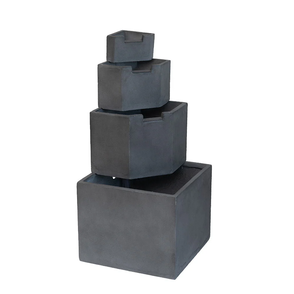 Cement 4 Tier Block Water Fountain Outdoor - Gray - Image 6