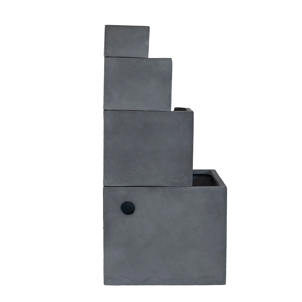 Cement 4 Tier Block Water Fountain Outdoor - Gray - Image 7