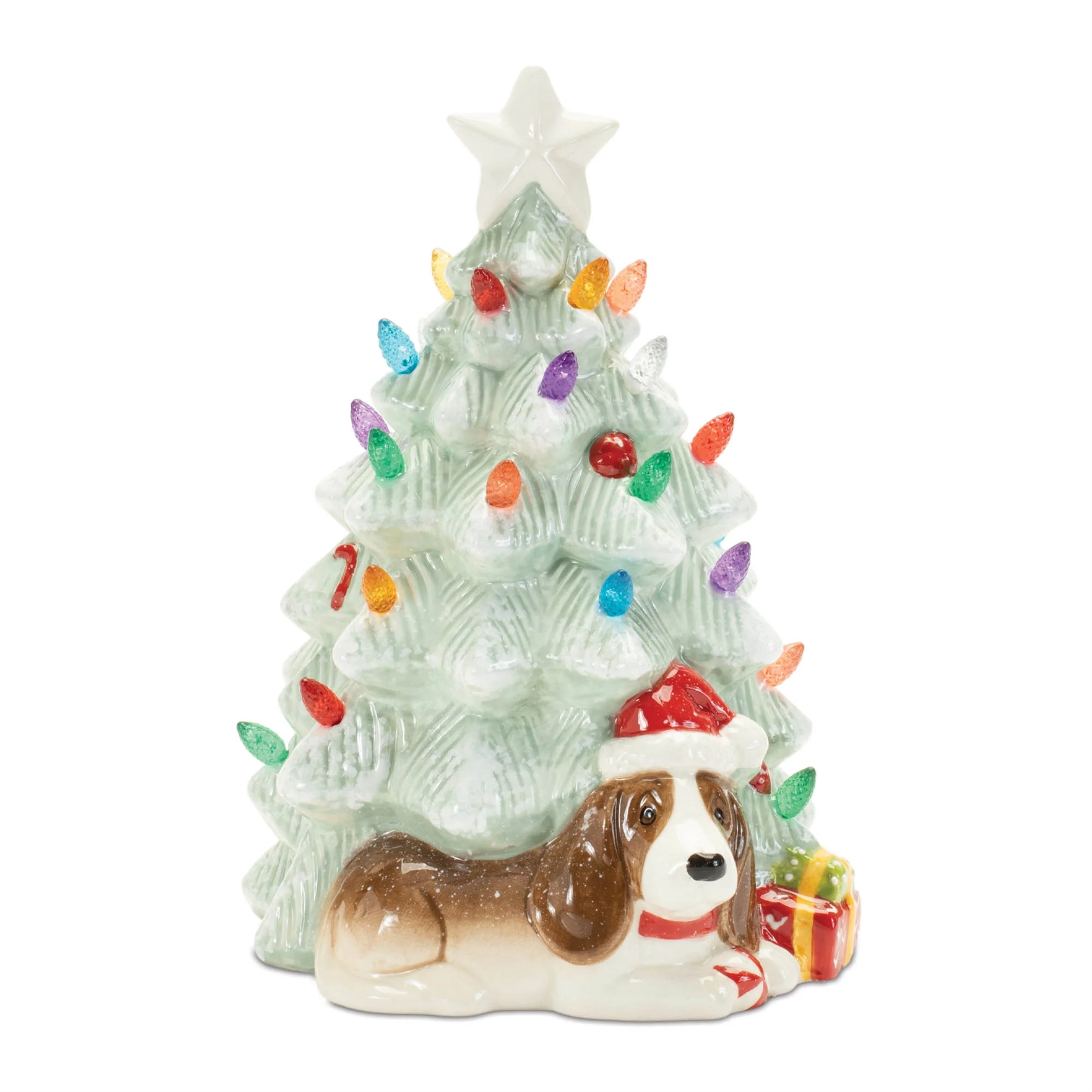 Ceramic Christmas Tree with Dog (Set of 2) - Image 2