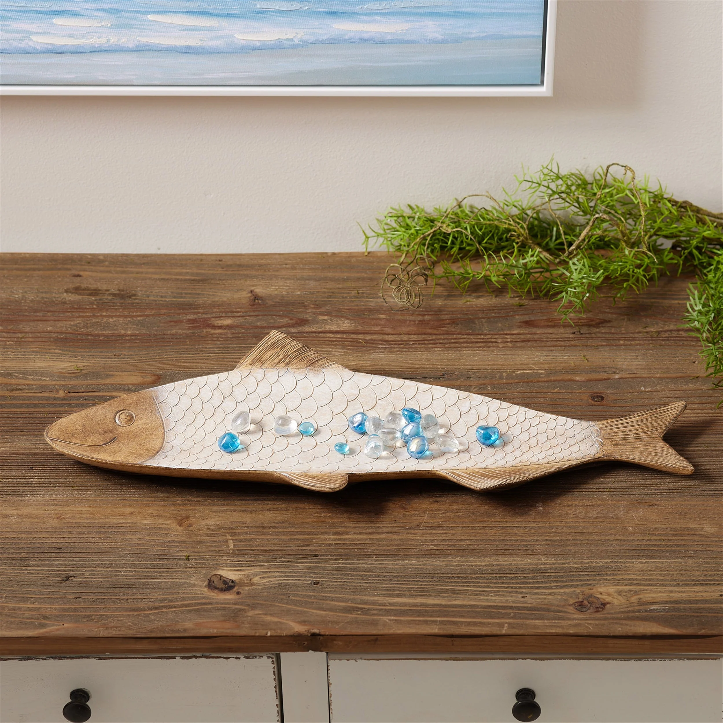 Ceramic Etched Fish Tray 22.5"L - Image 3