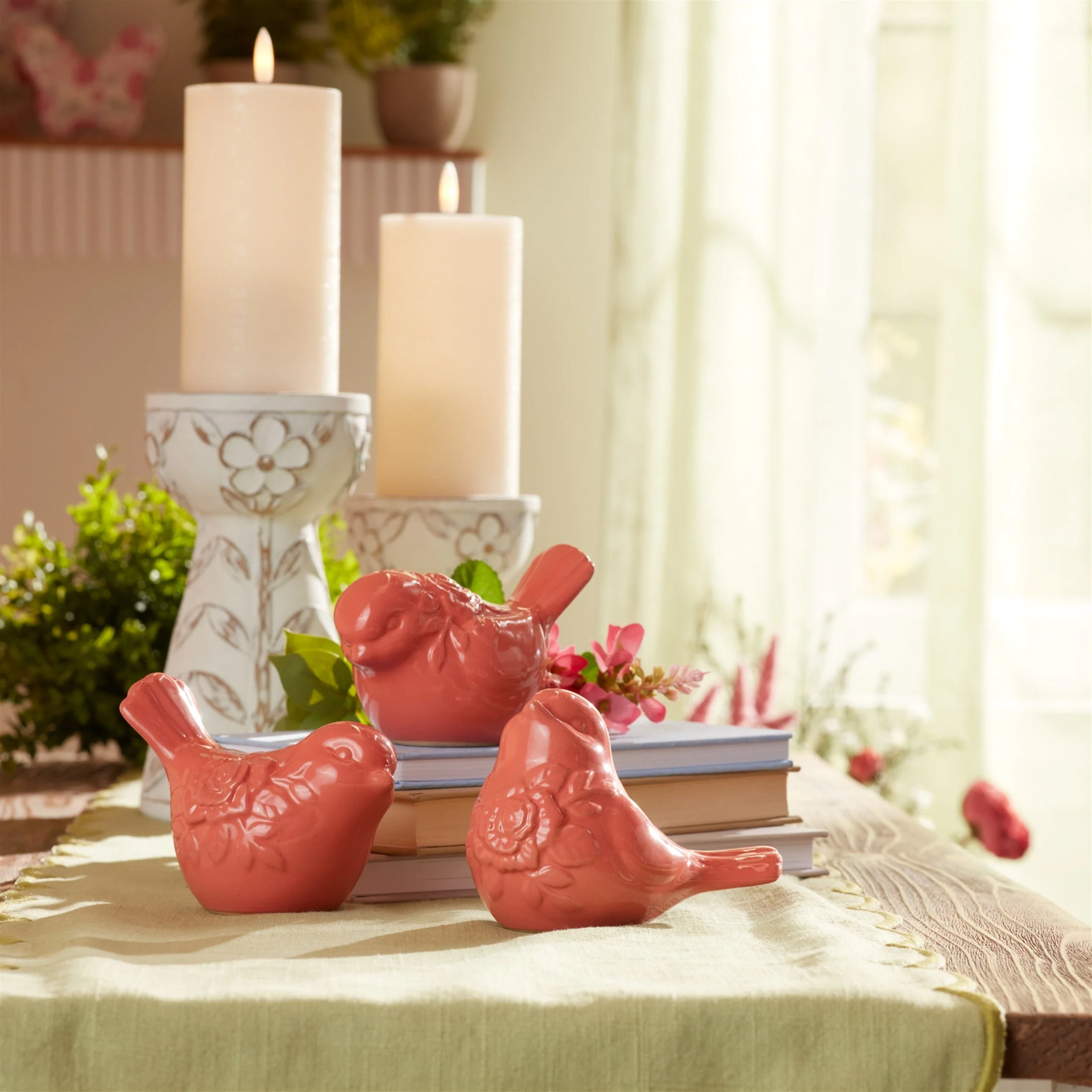 Ceramic floral bird figurine (set of 6) - Image 2