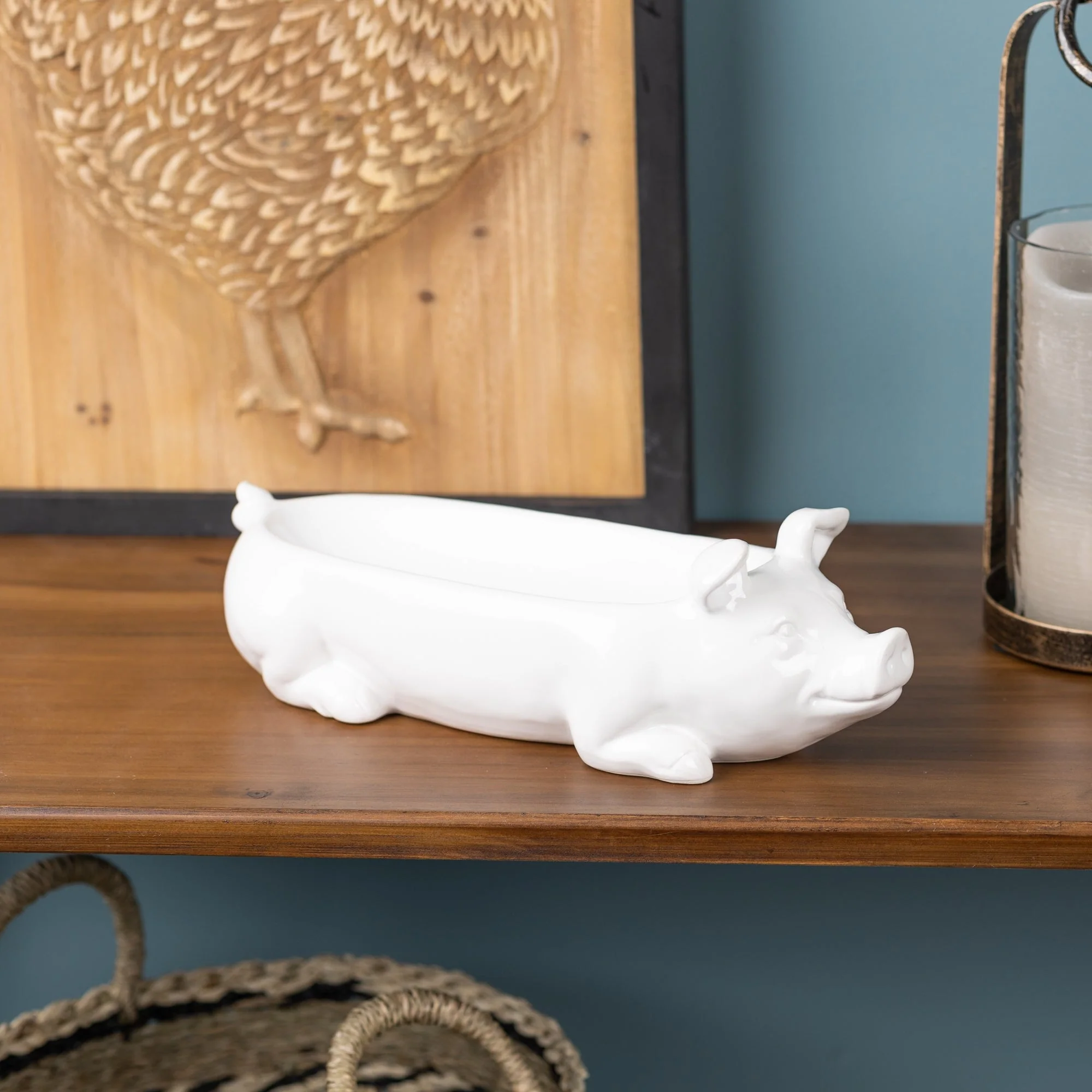 Ceramic Pig Planter 13"L - Image 2